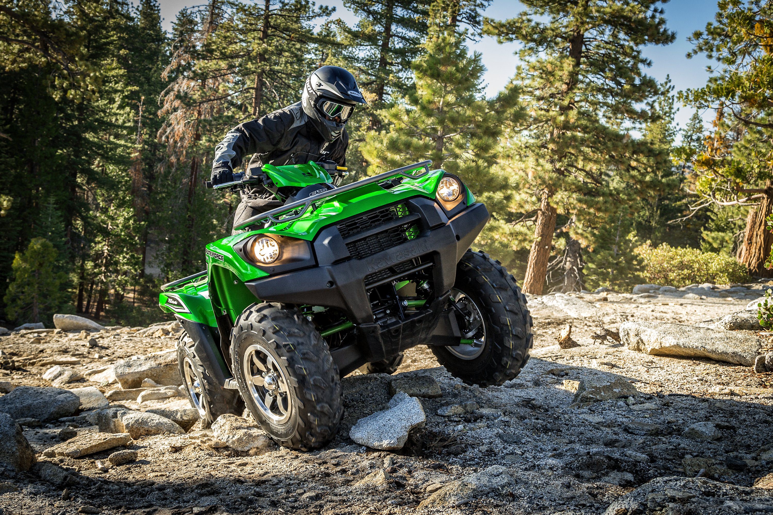 Green Kawasaki ATV on a Rocky Trail HD Wallpaper