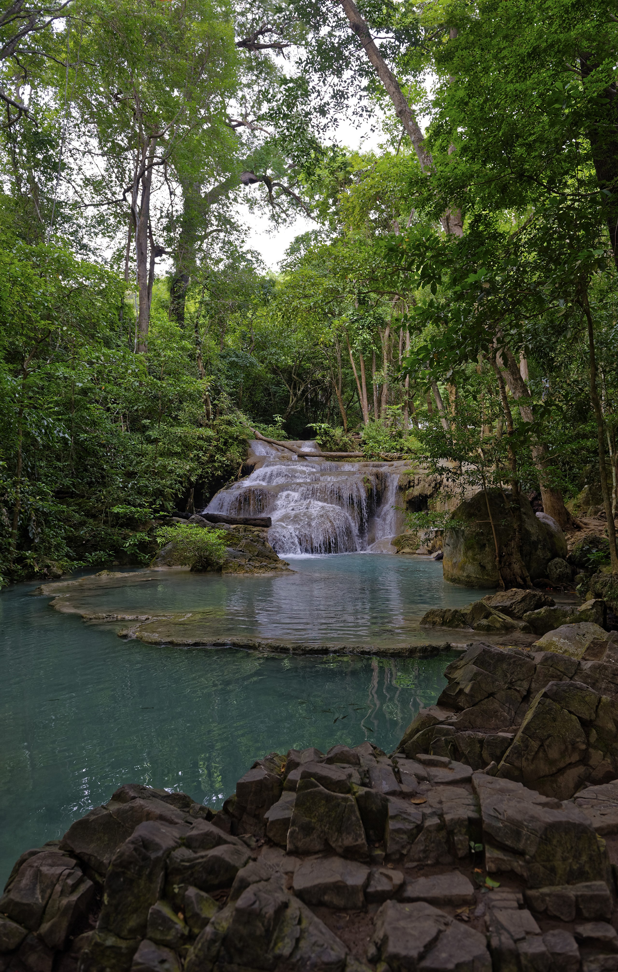 Waterfall in Erawan National Park, Thailand HD Phone Wallpaper