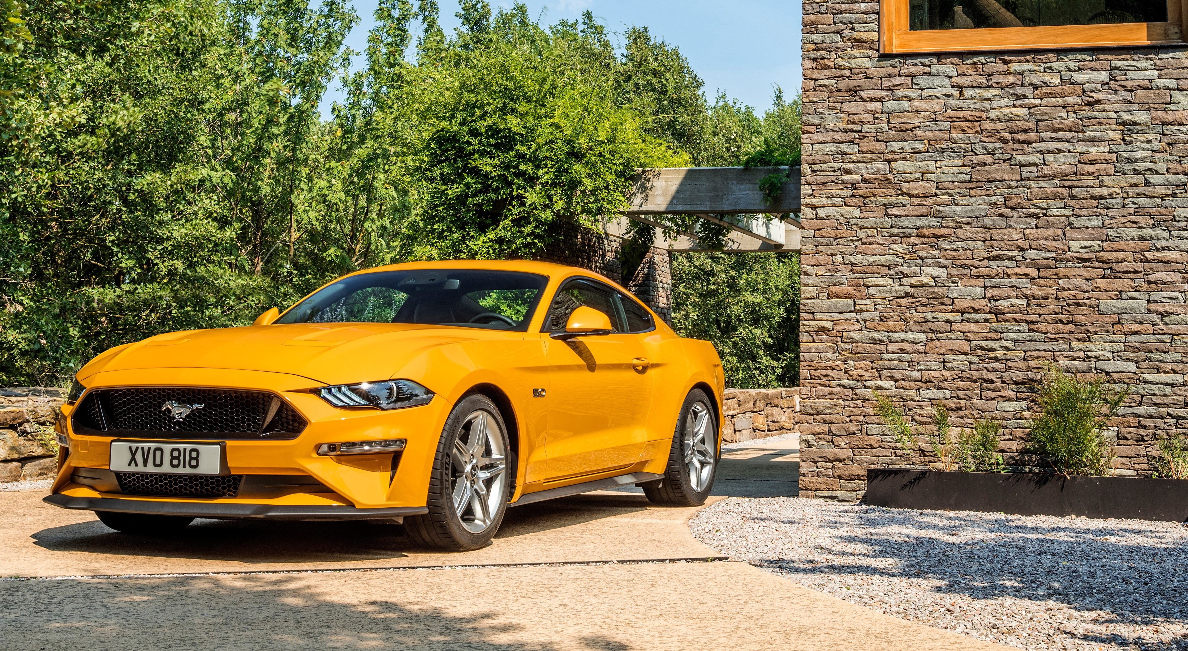 Yellow Ford Mustang GT Fastback EU-spec HD Wallpaper