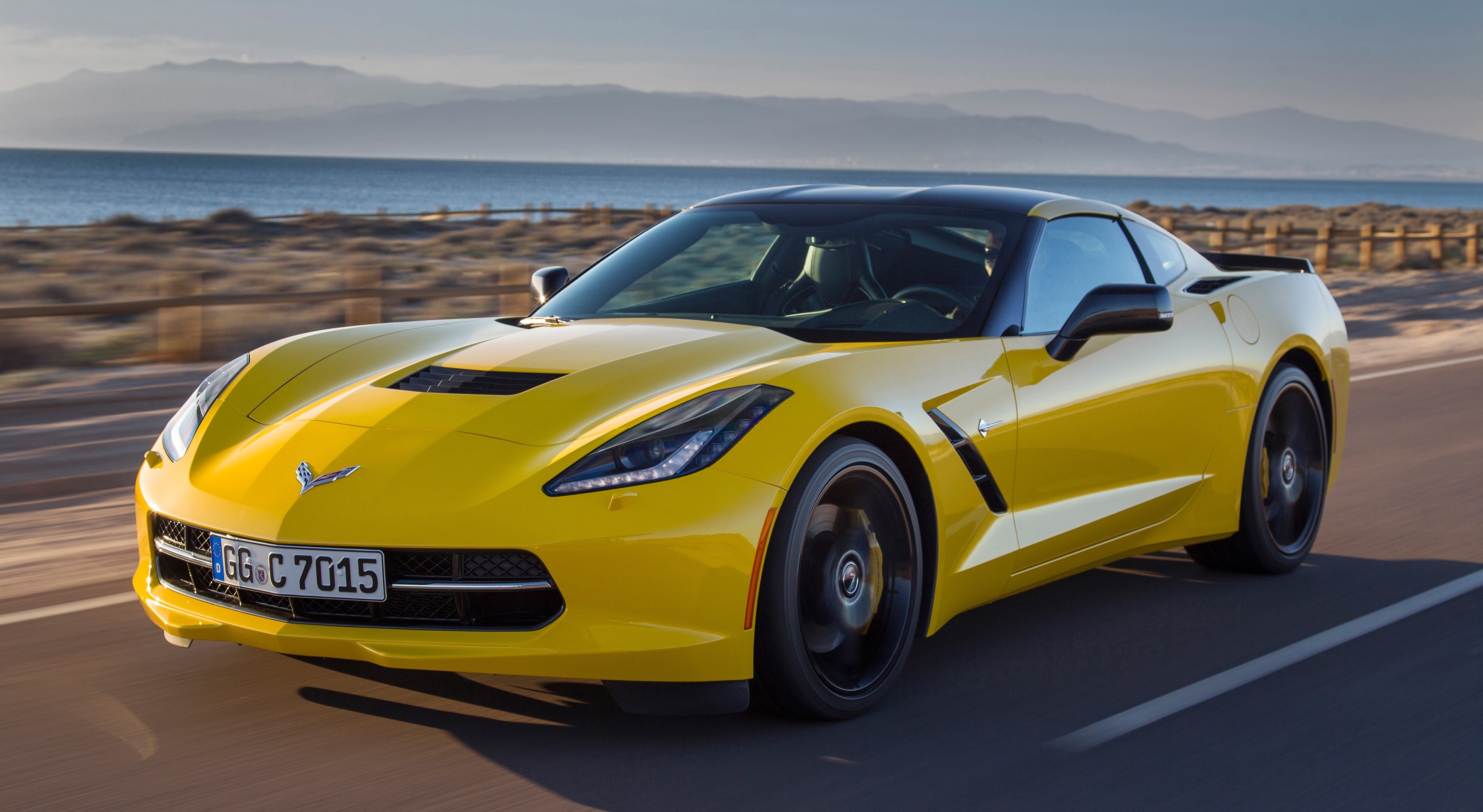Yellow Chevrolet Corvette Stingray Coupe on Road HD Wallpaper