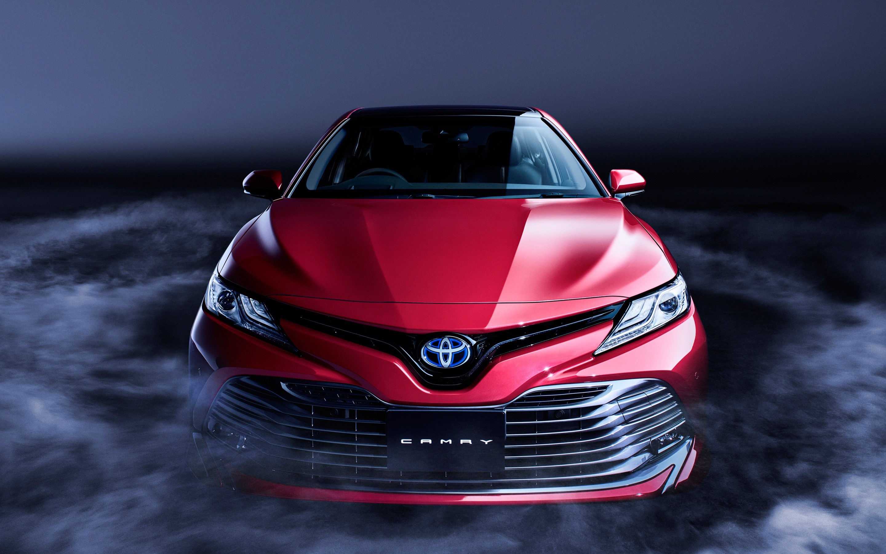 Red Toyota Camry Hybrid Front View HD Wallpaper