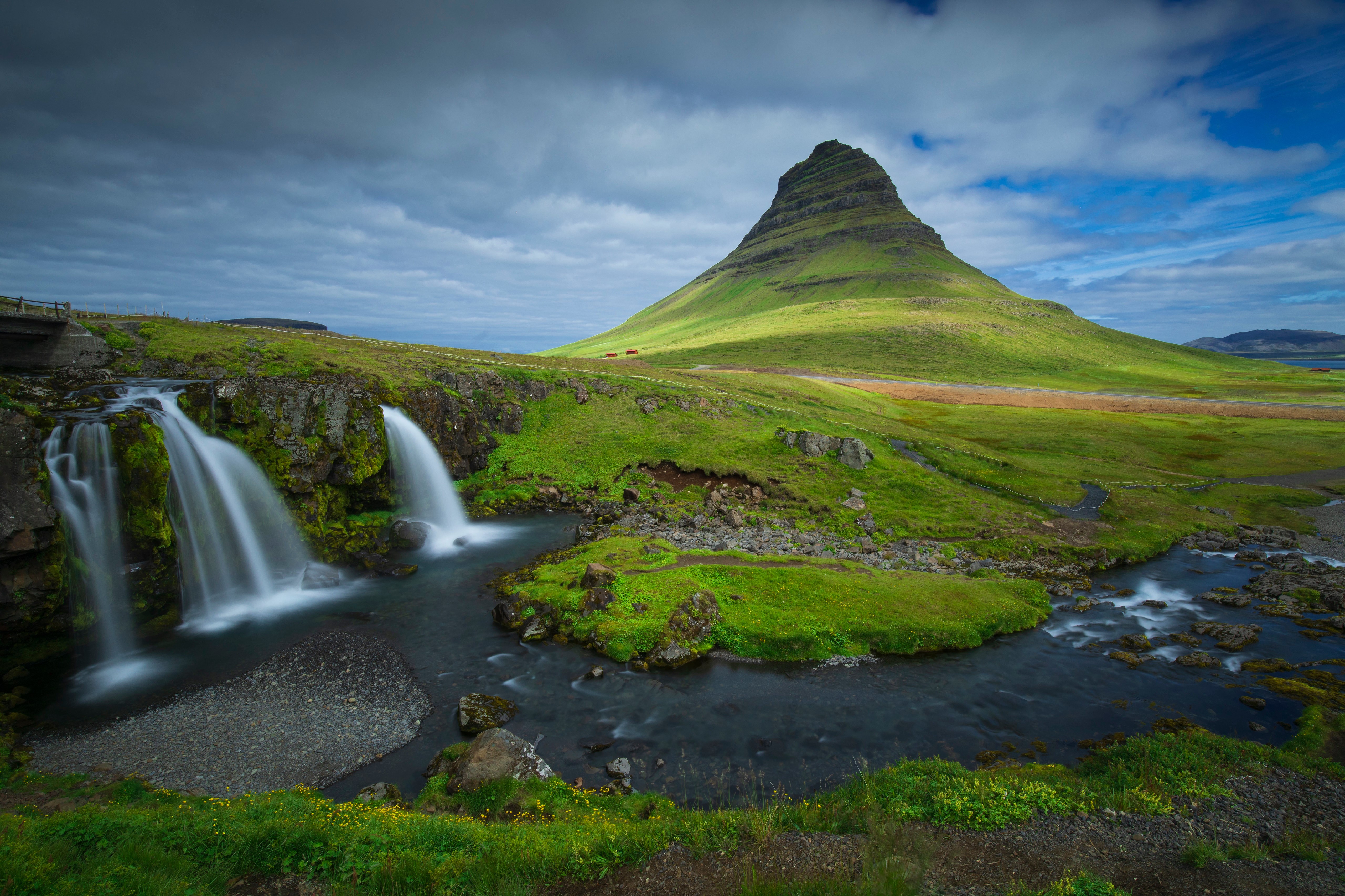 Kirkjufell Mountain and Waterfalls in Iceland 4K HD Wallpaper