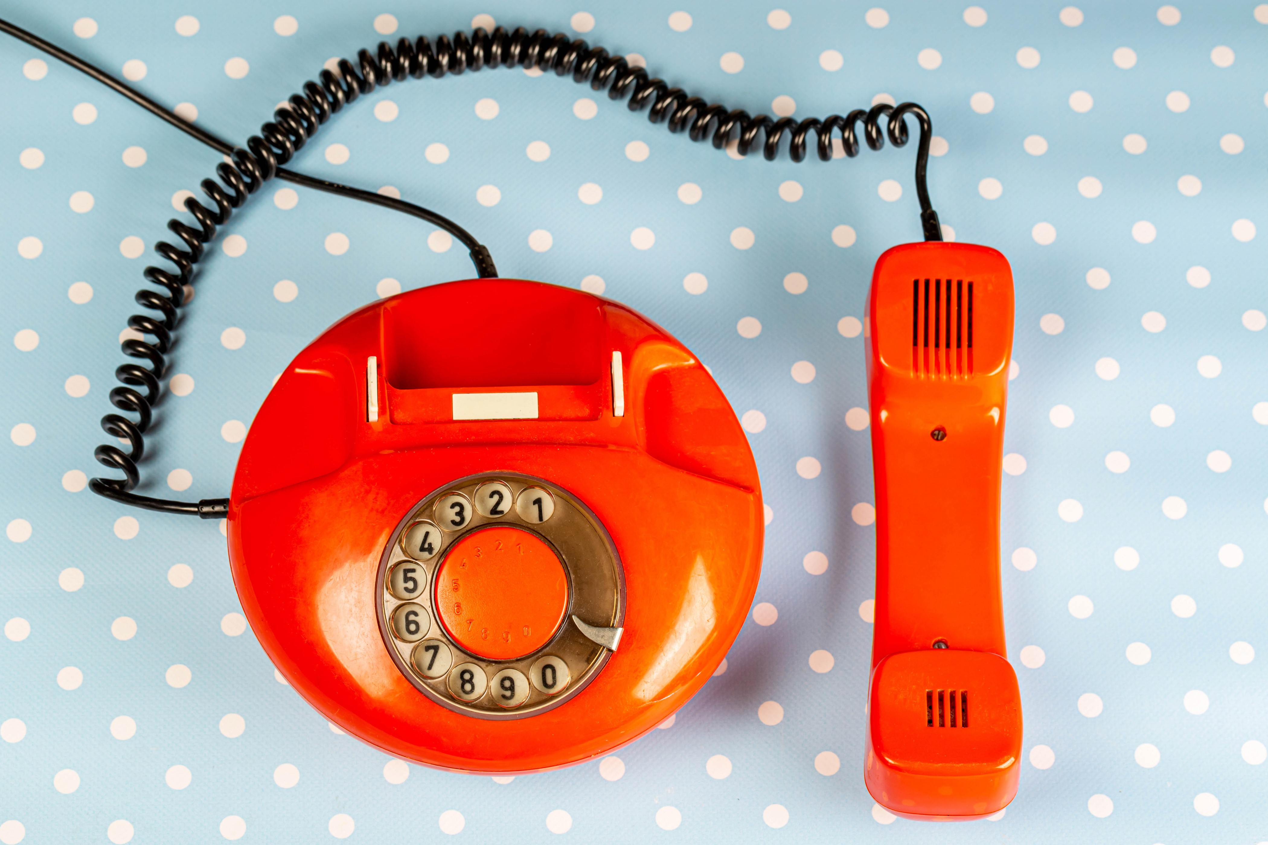 Red Rotary Telephone with Handset HD Wallpaper