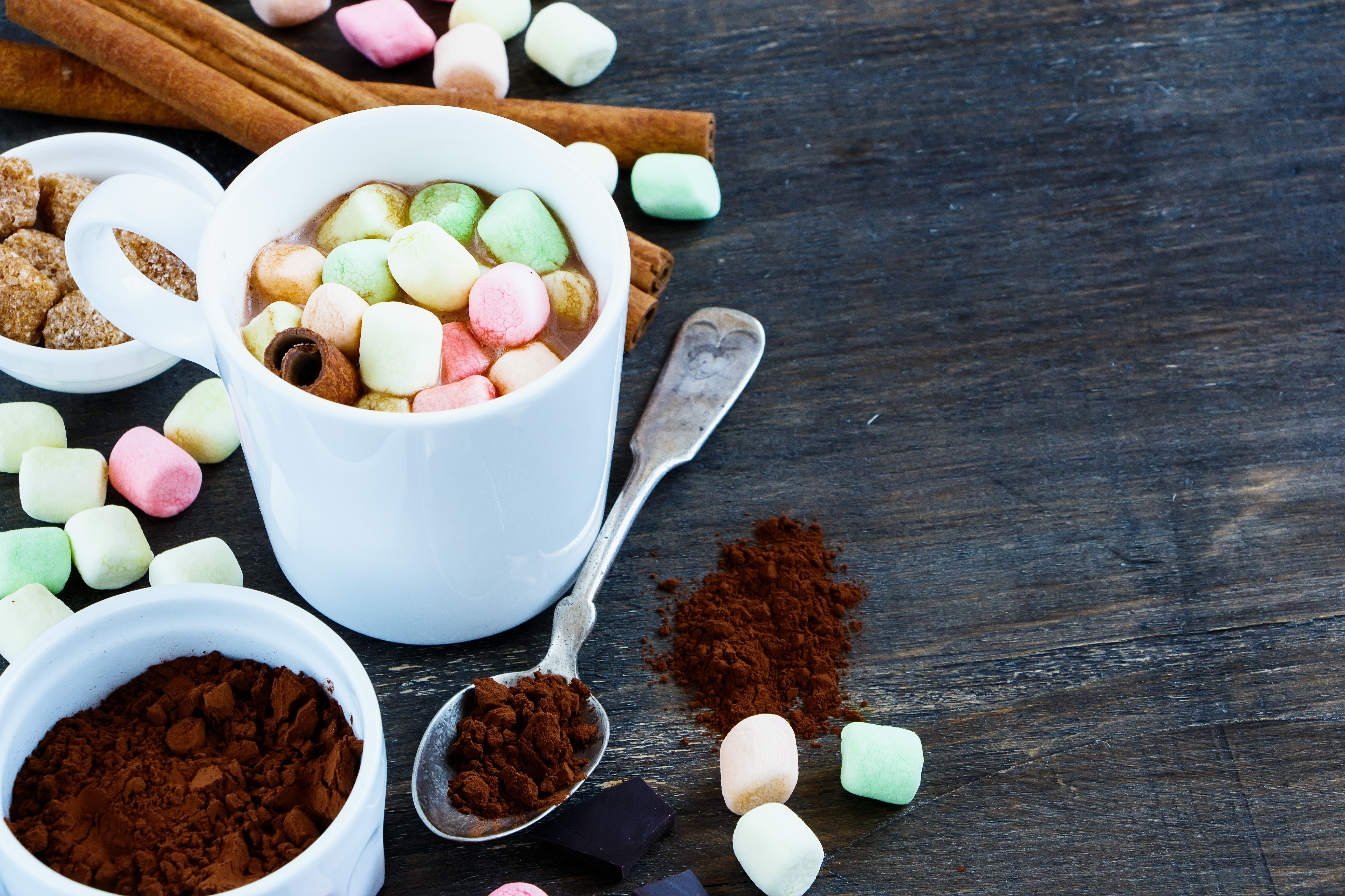 Hot Chocolate with Marshmallows and Cinnamon HD Wallpaper