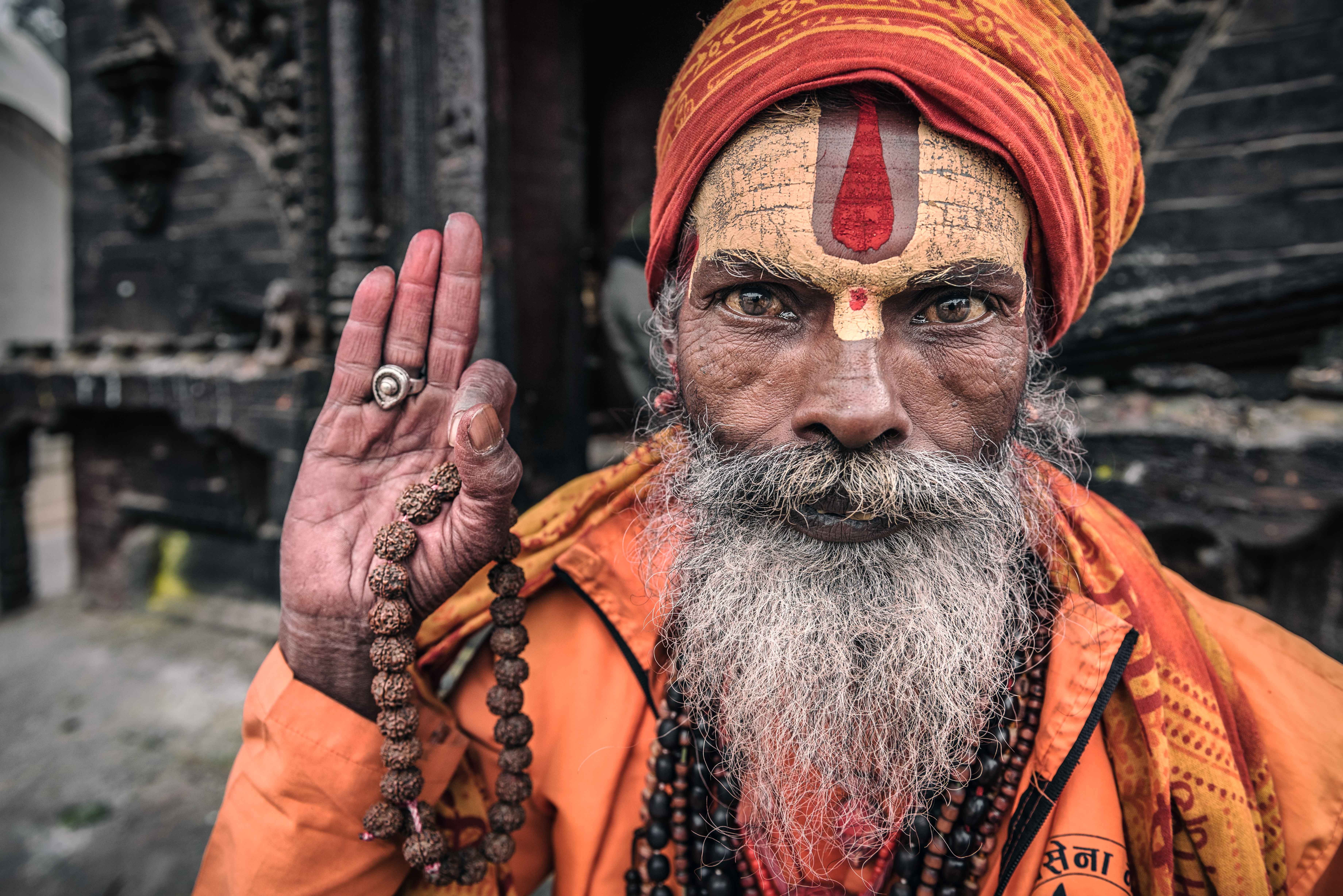 Portrait of a Sadhu in Kathmandu, Nepal HD Wallpaper