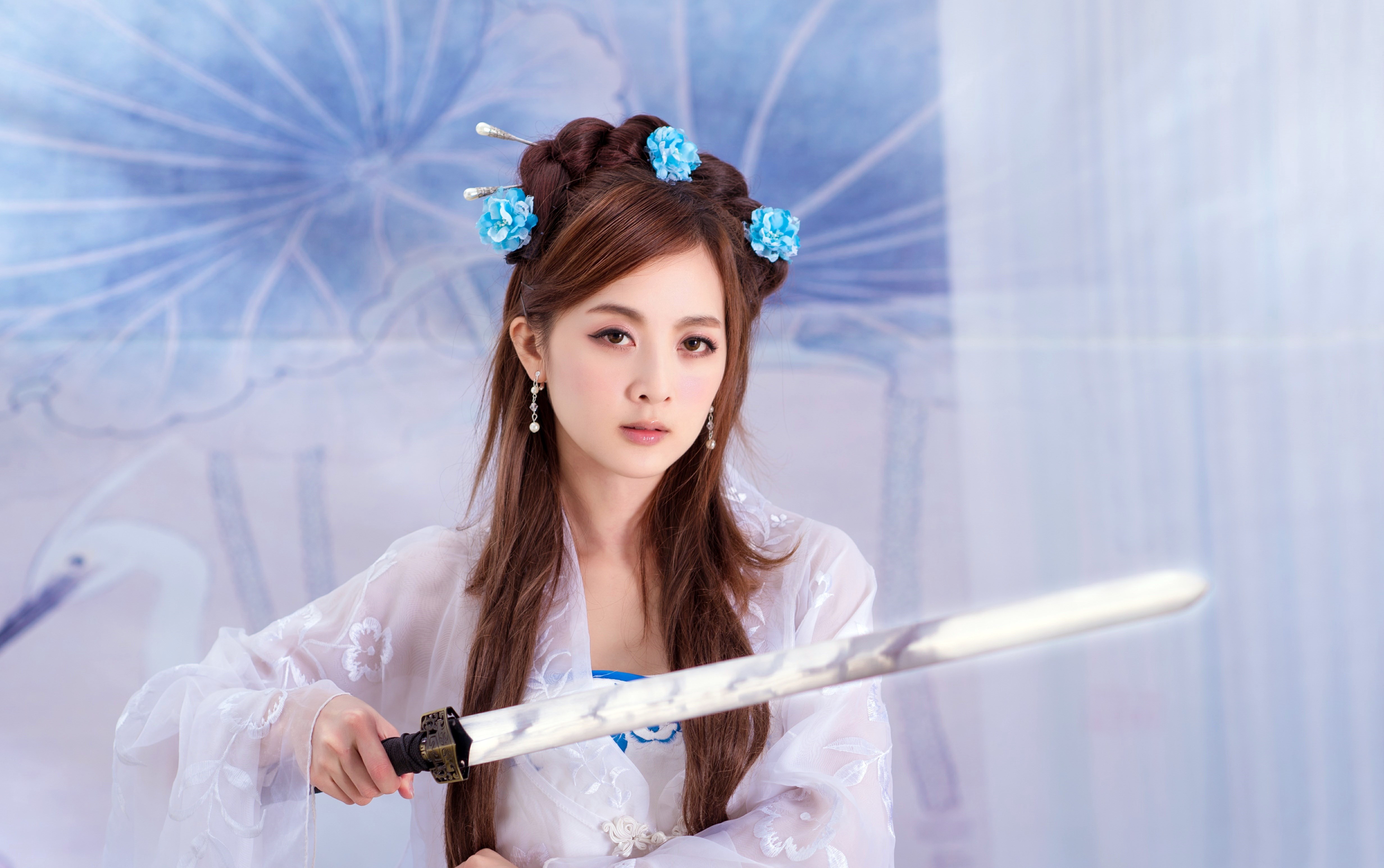 4K Mikako Zhang Kaijie Asian woman with sword HD Wallpaper
