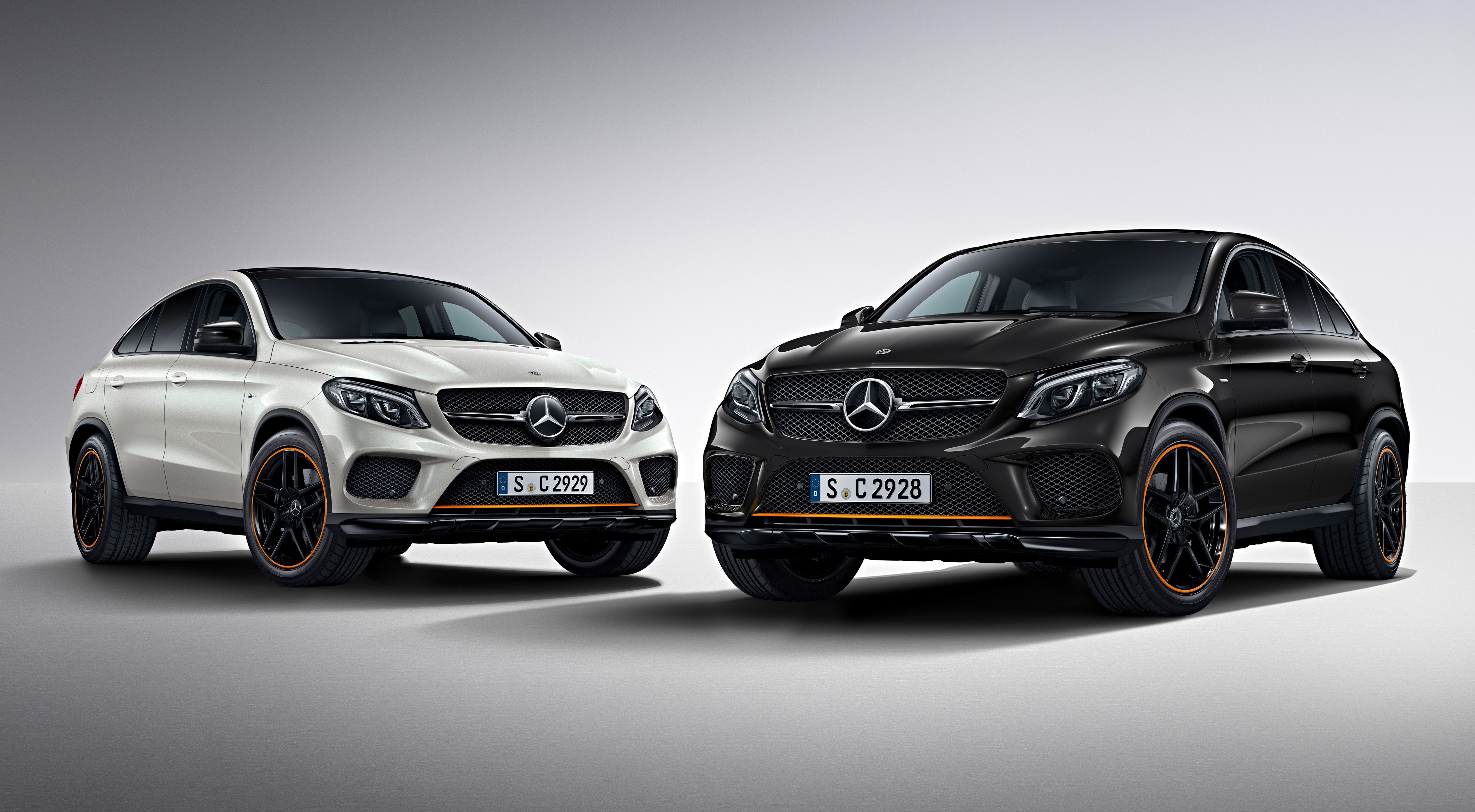 Two Mercedes-Benz GLE Coupe OrangeArt Edition cars HD Wallpaper