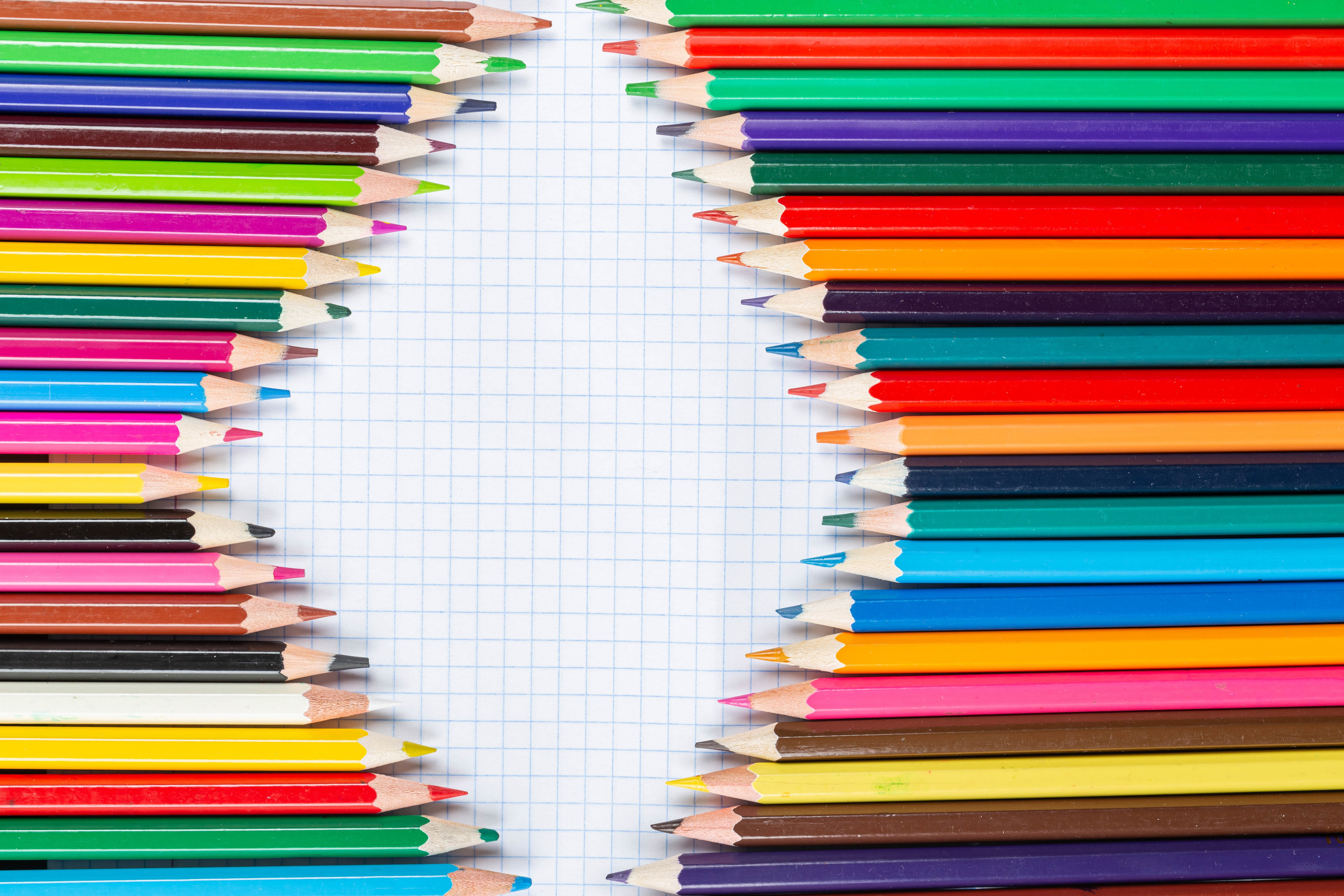 Multicolor Pencils on Graph Paper Template HD Wallpaper