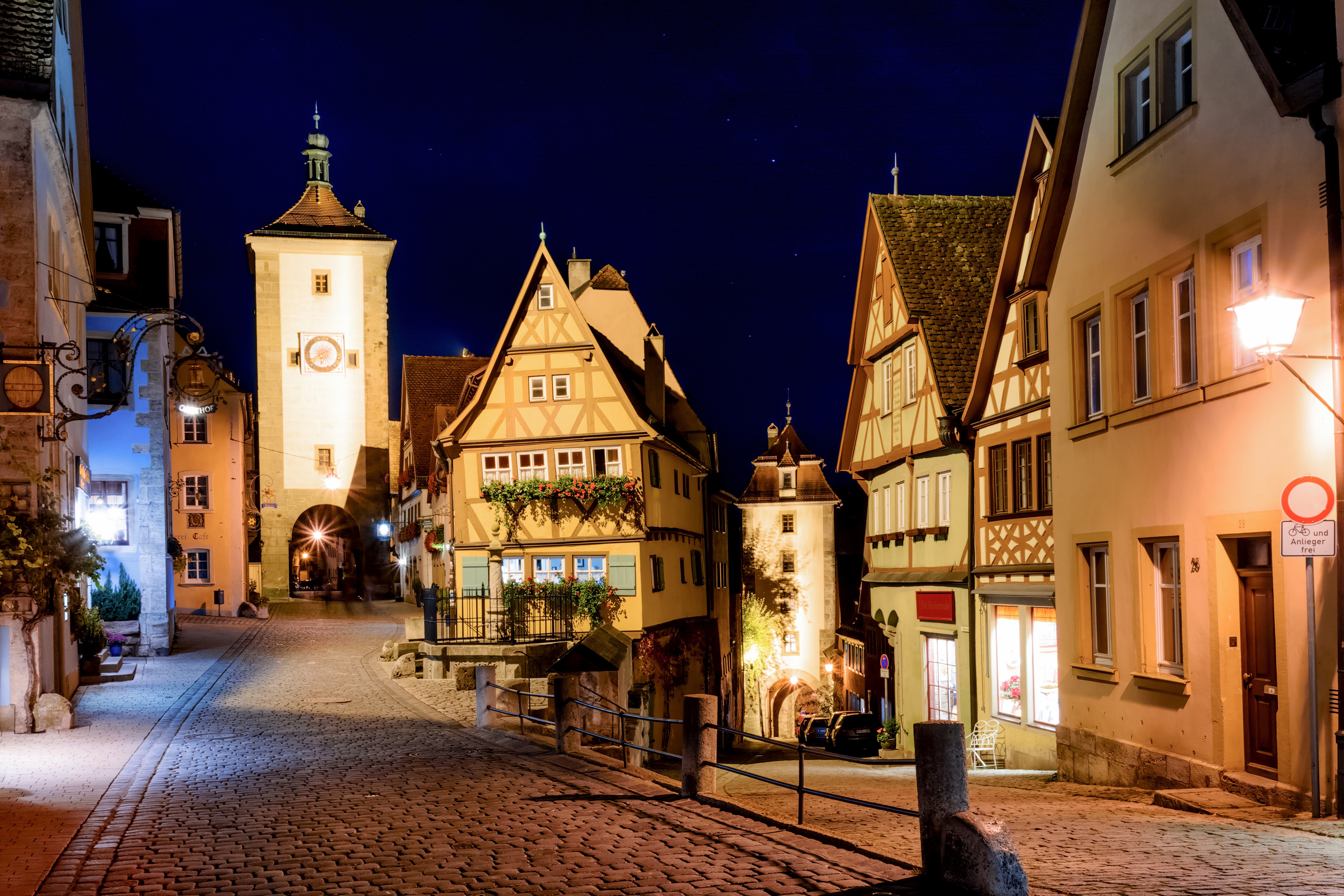 Rothenburg Germany Houses at Night with Lanterns HD Wallpaper