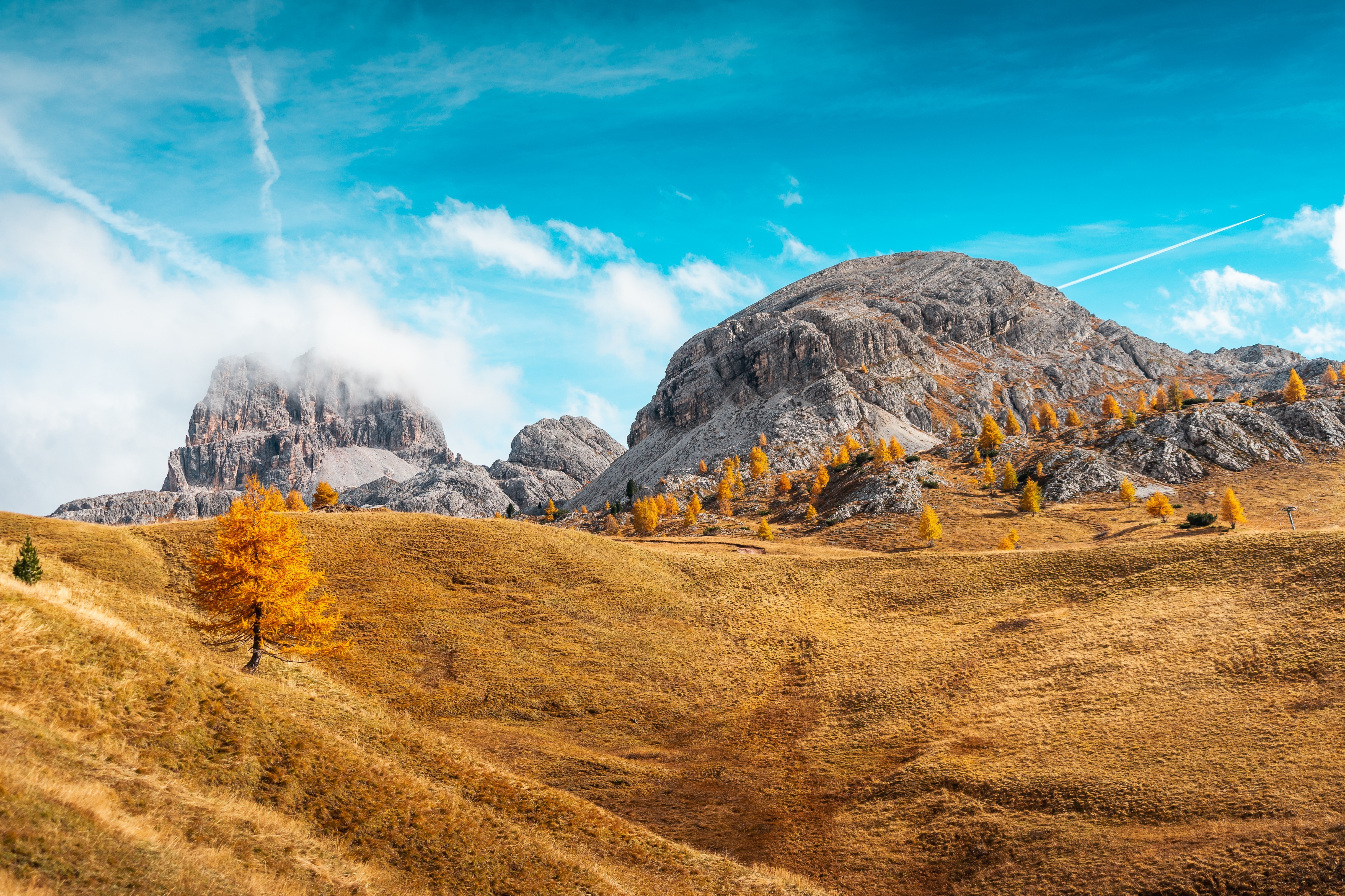 Autumn in the Dolomite Alps, South Tyrol, Italy HD Wallpaper