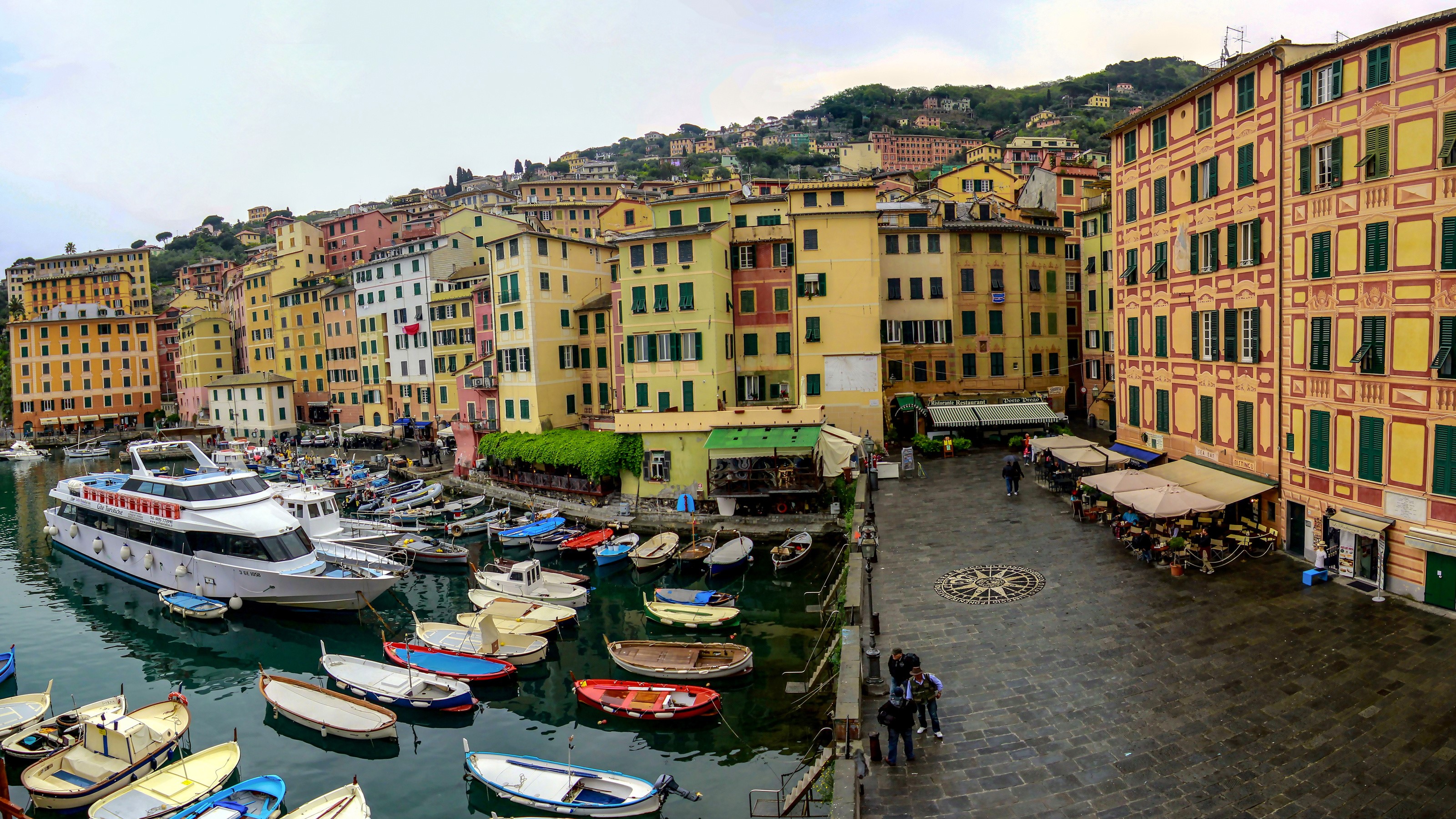 Camogli, Italy: Colorful Houses and Boats in a Harbor HD Wallpaper