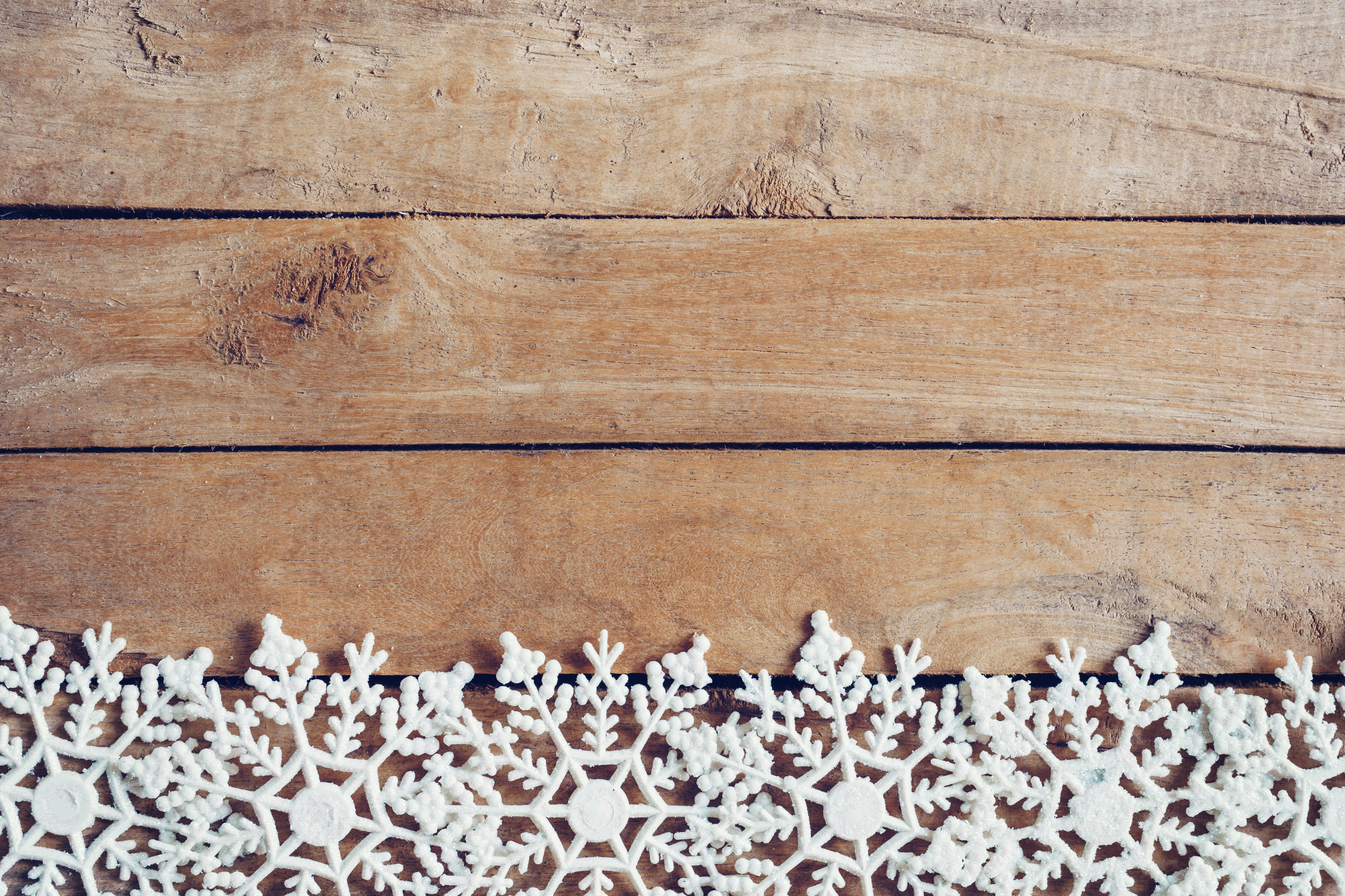 Christmas snowflakes on wood planks template HD Wallpaper