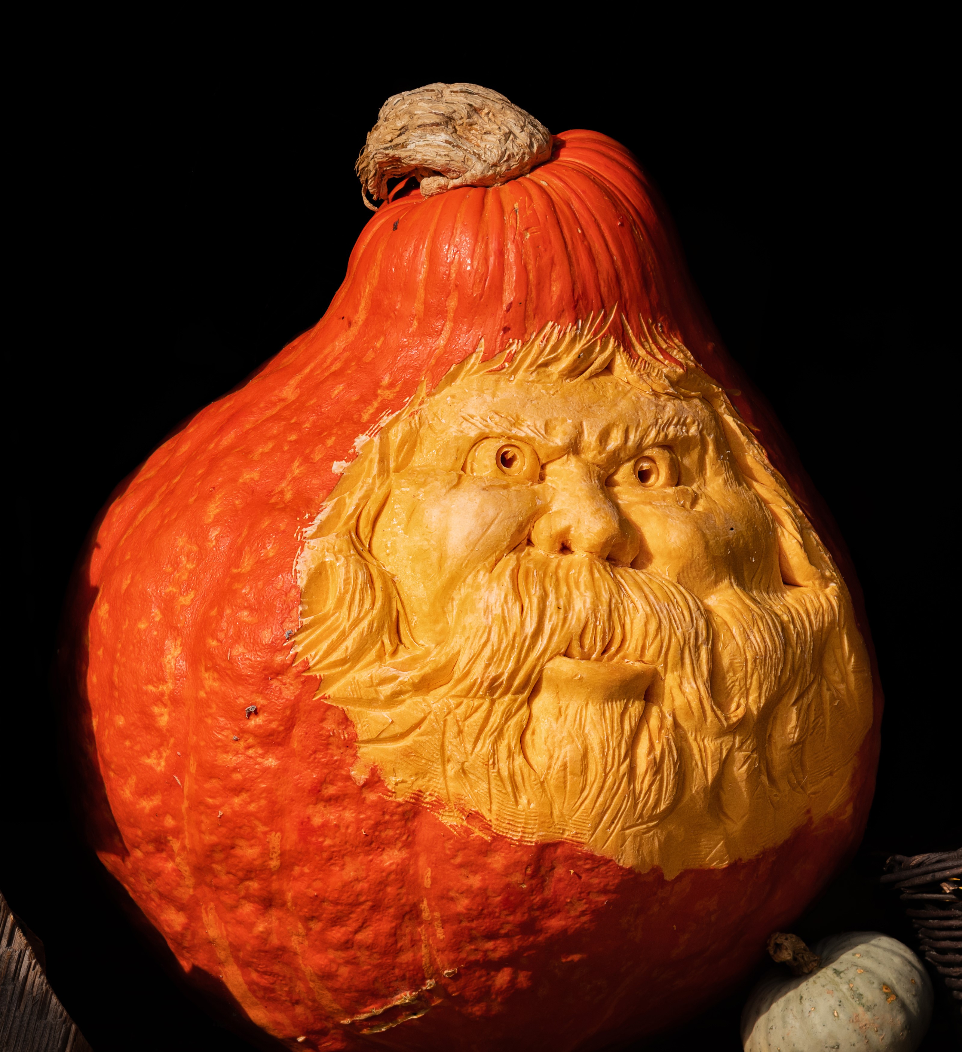 Carved pumpkin with old man face HD Wallpaper