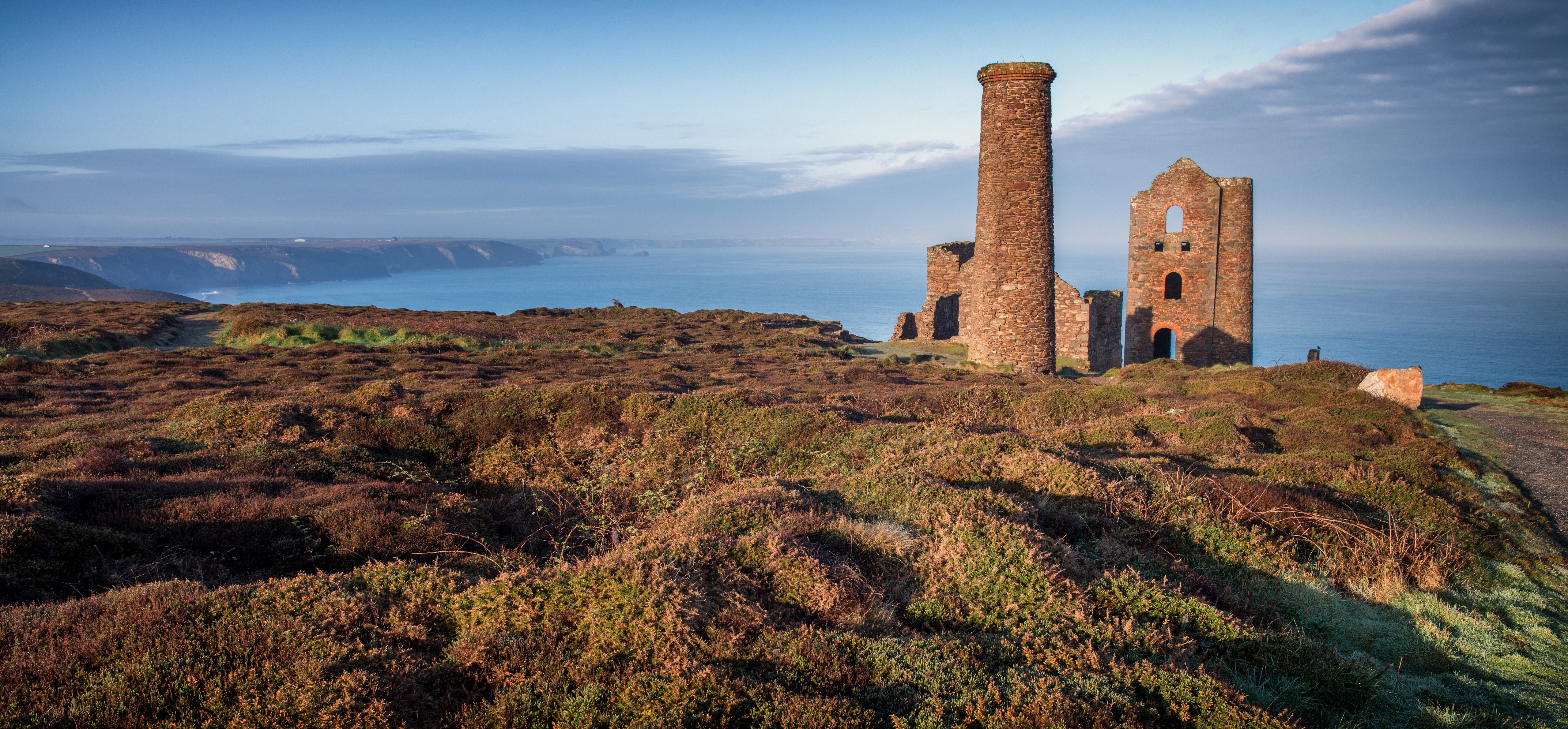 Cornwall England Coast Ruins Scenery Tower HD Wallpaper