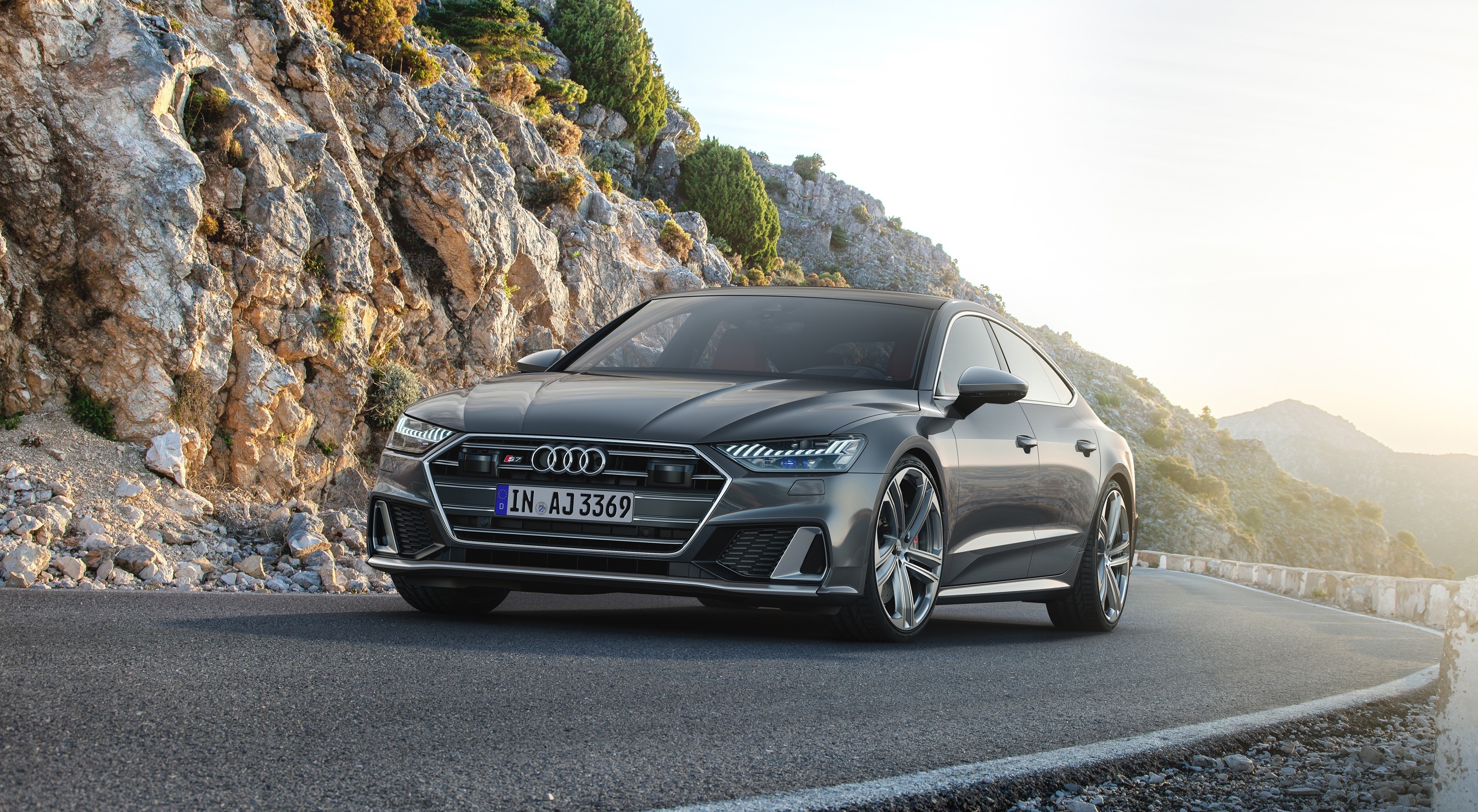 Audi S7 Sportback TDI 2019 Front Grey Asphalt HD Wallpaper