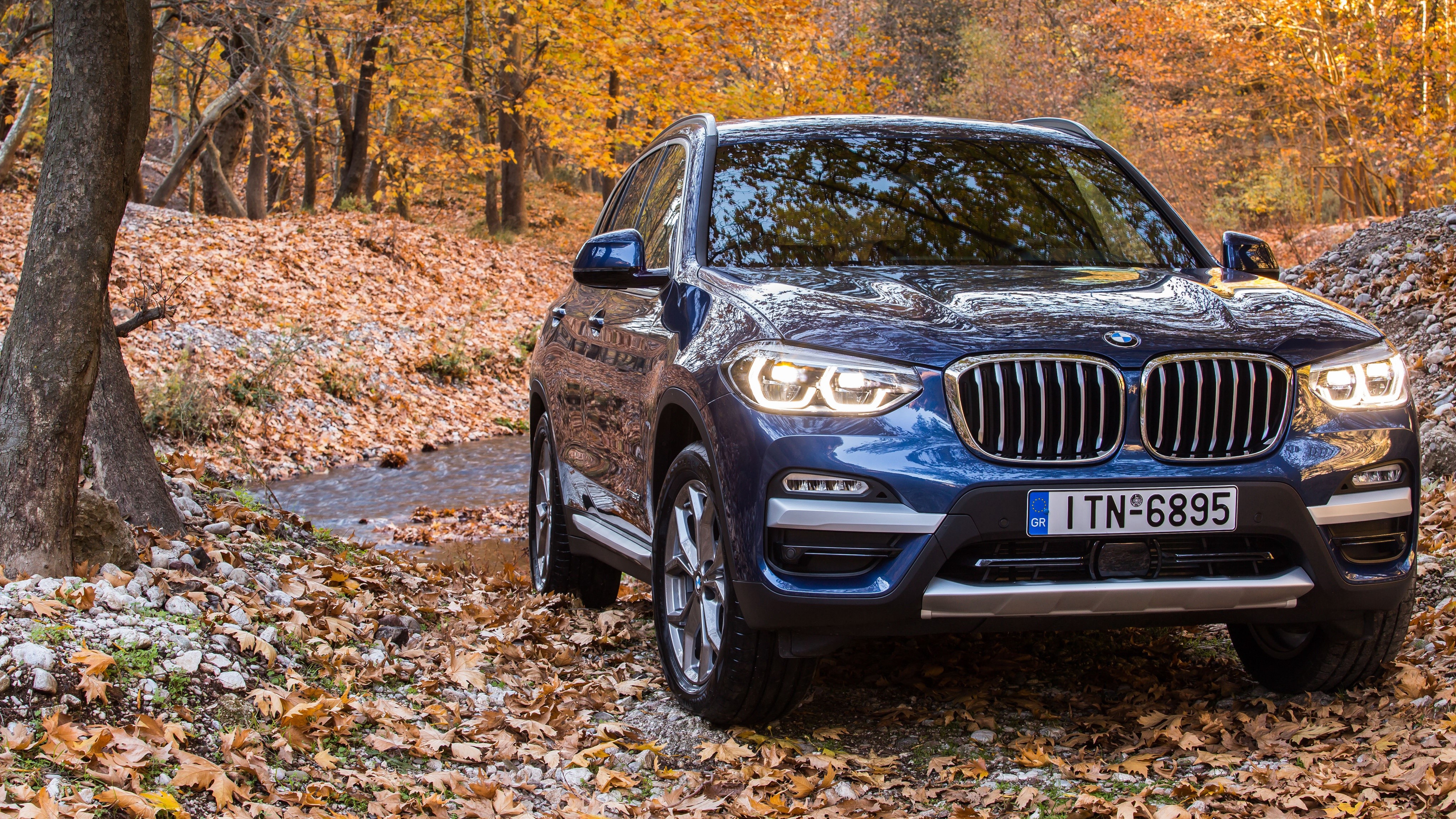Blue BMW X3 xDrive20d 2017 Front View HD Wallpaper