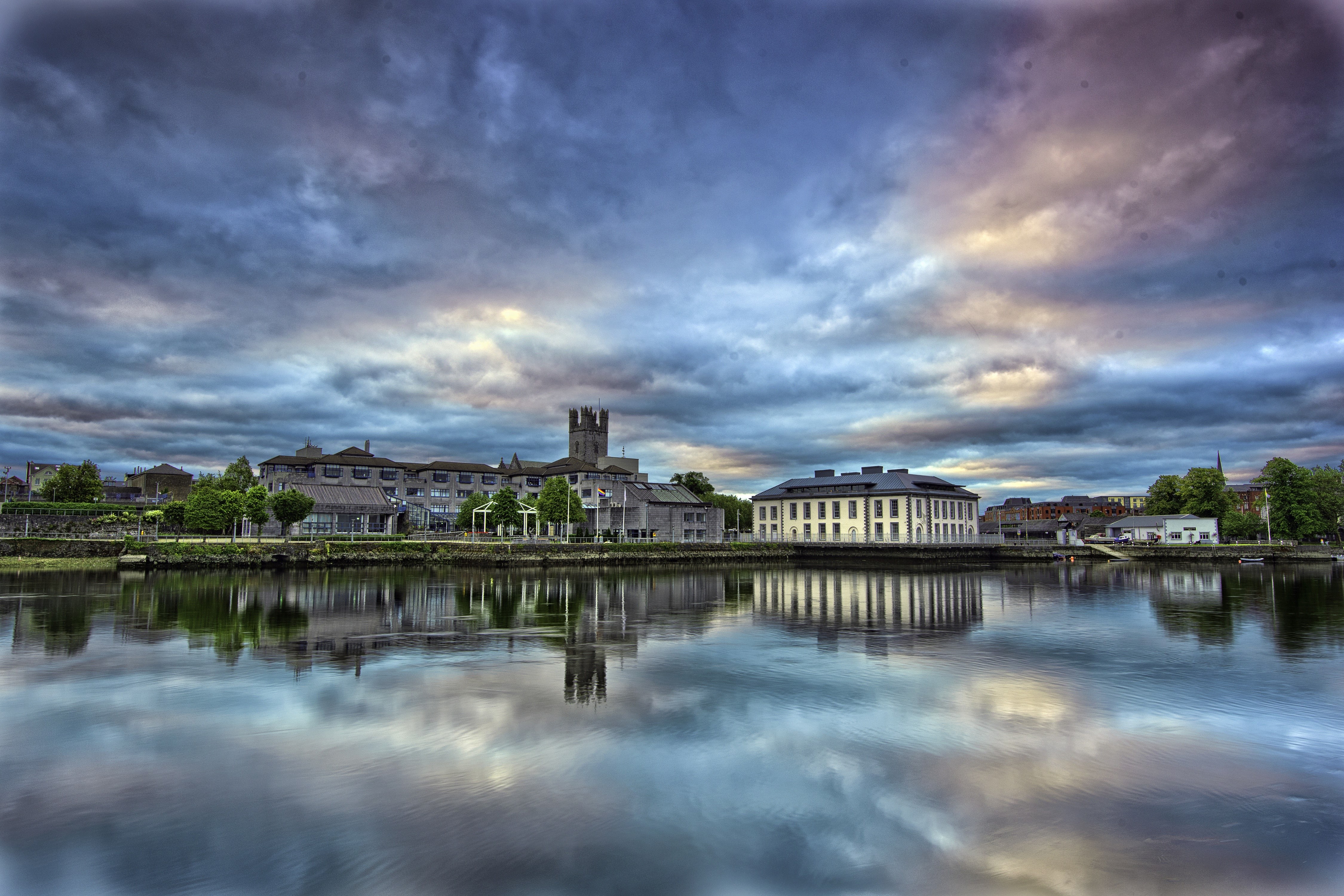 Limerick, Ireland Riverfront Buildings and Sky HD Wallpaper