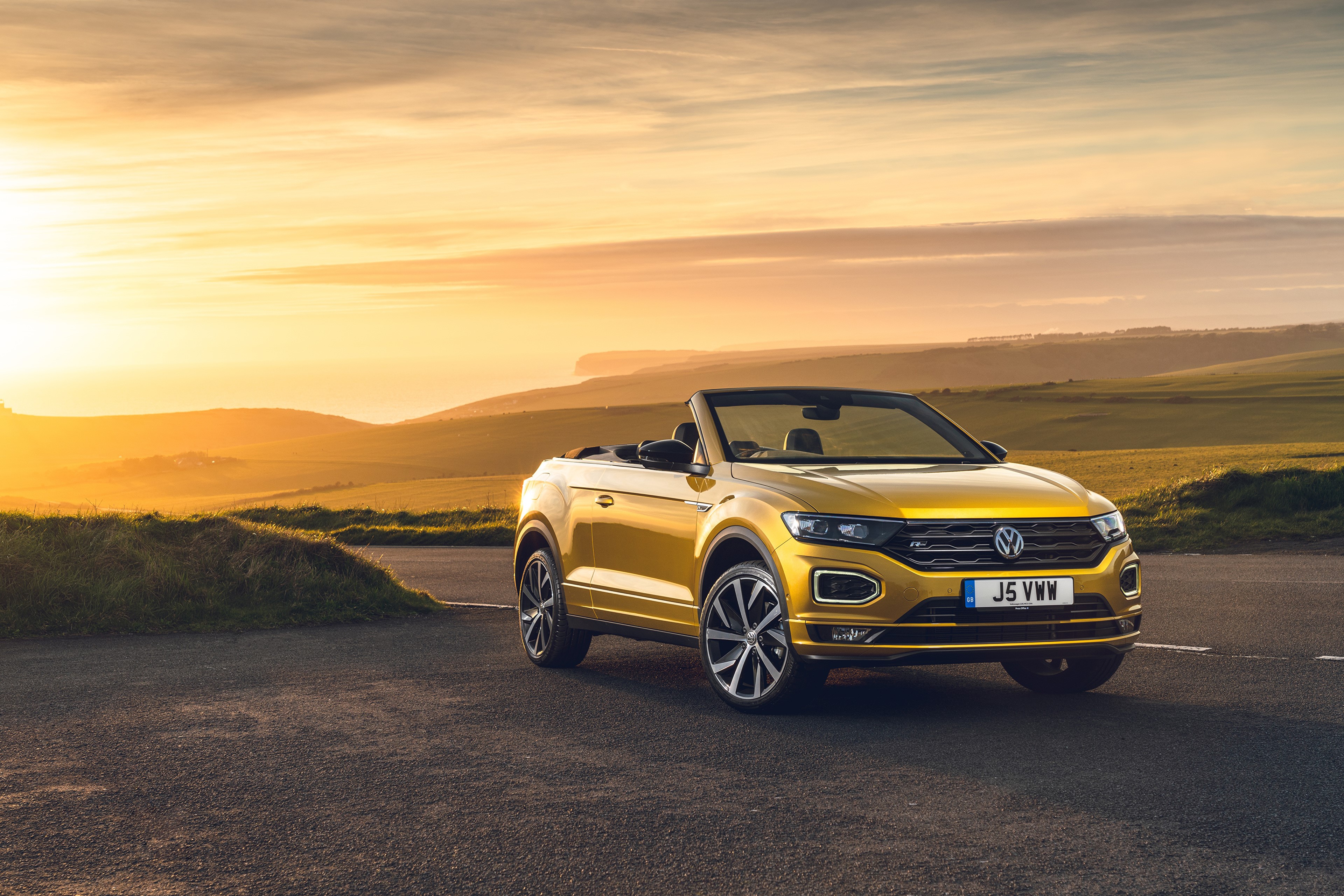 Yellow 2020 Volkswagen T-Roc Cabriolet R-Line HD Wallpaper