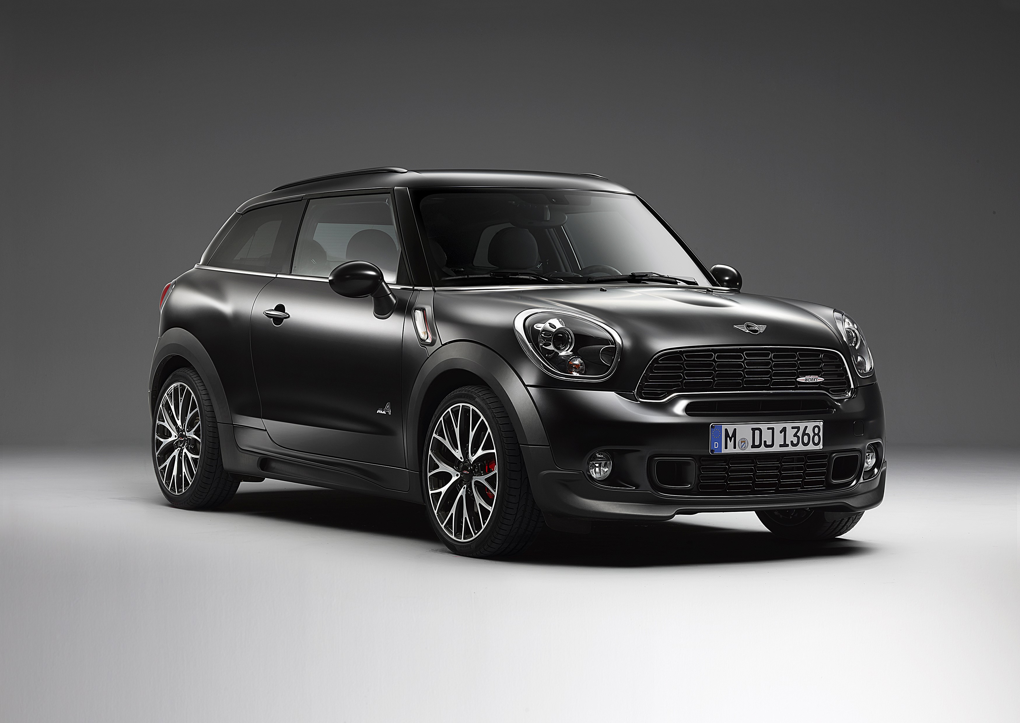 Black Mini John Cooper Works Paceman on a grey background HD Wallpaper