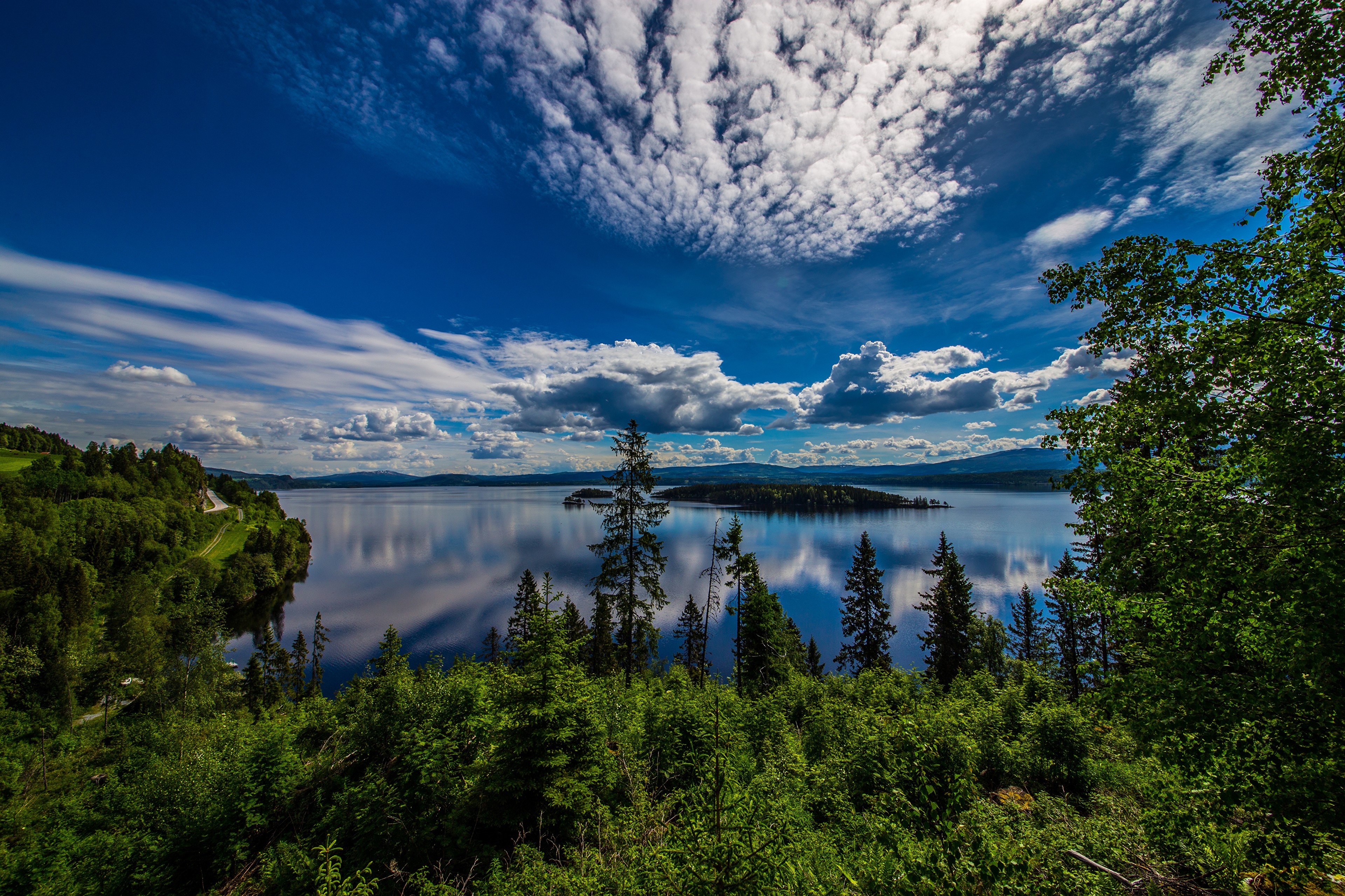 4K Geiranger Norway Sky Clouds Trees HD Wallpaper