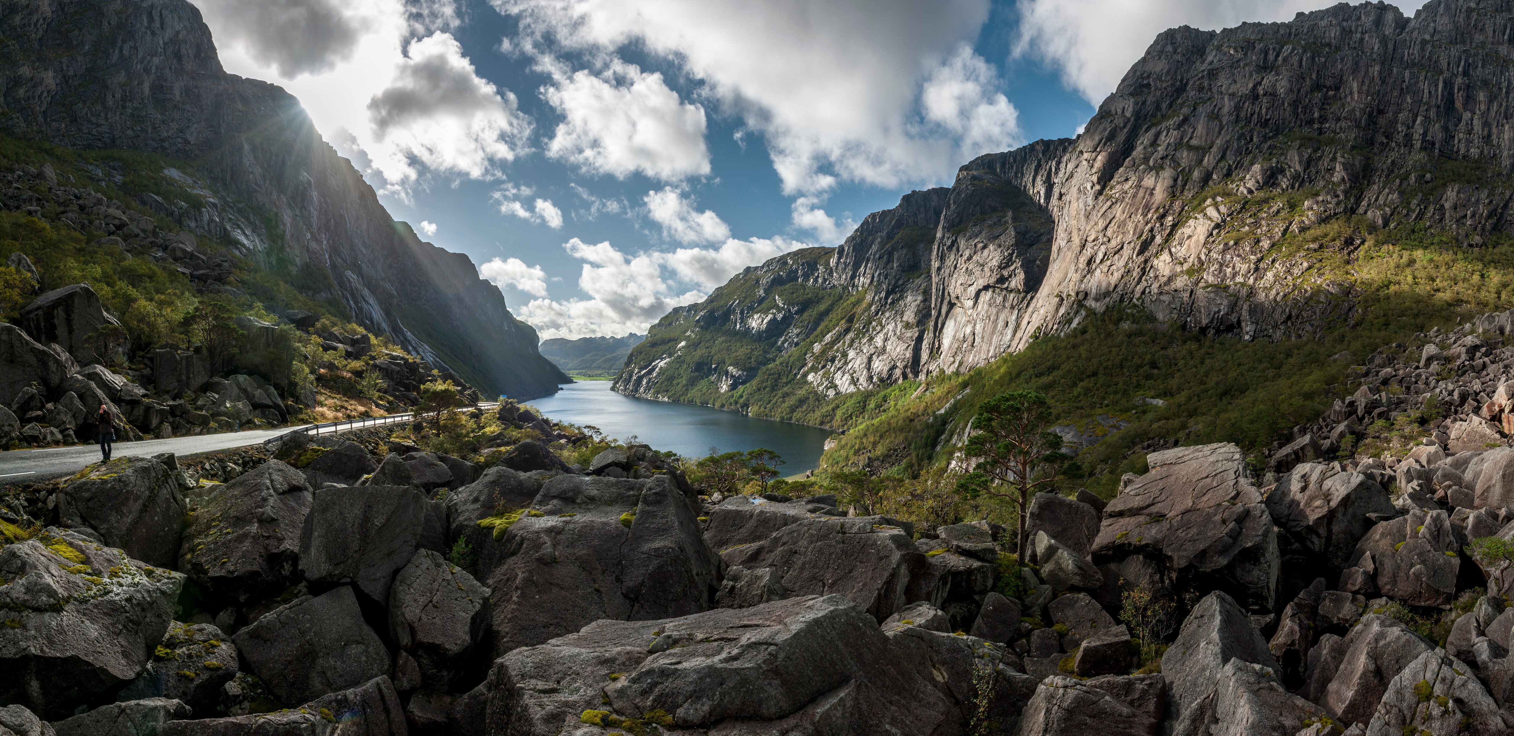 Panorama of Bjerkreim, Norway with Mountains and Stones HD Wallpaper