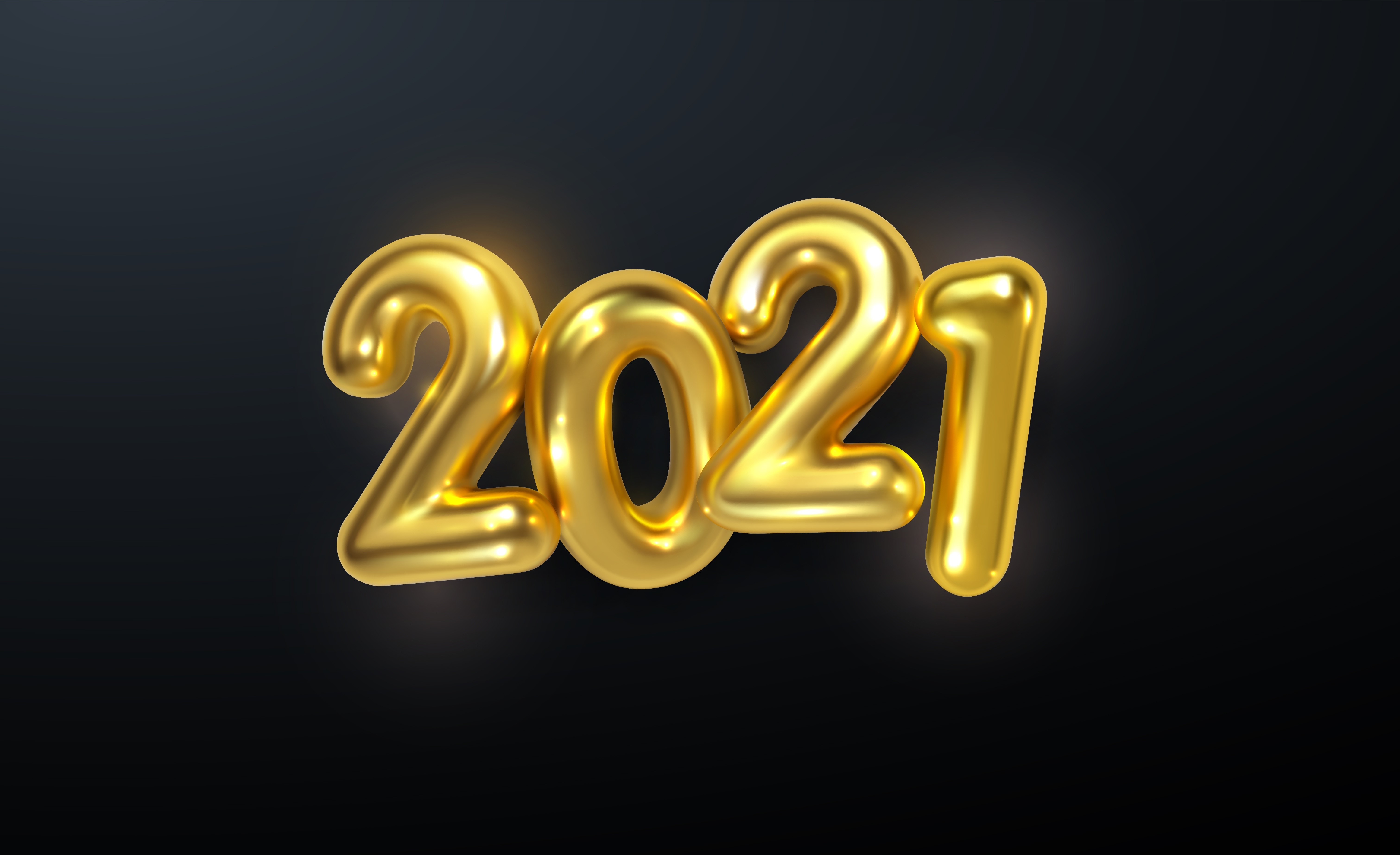 2021 gold numbers on black background HD Wallpaper