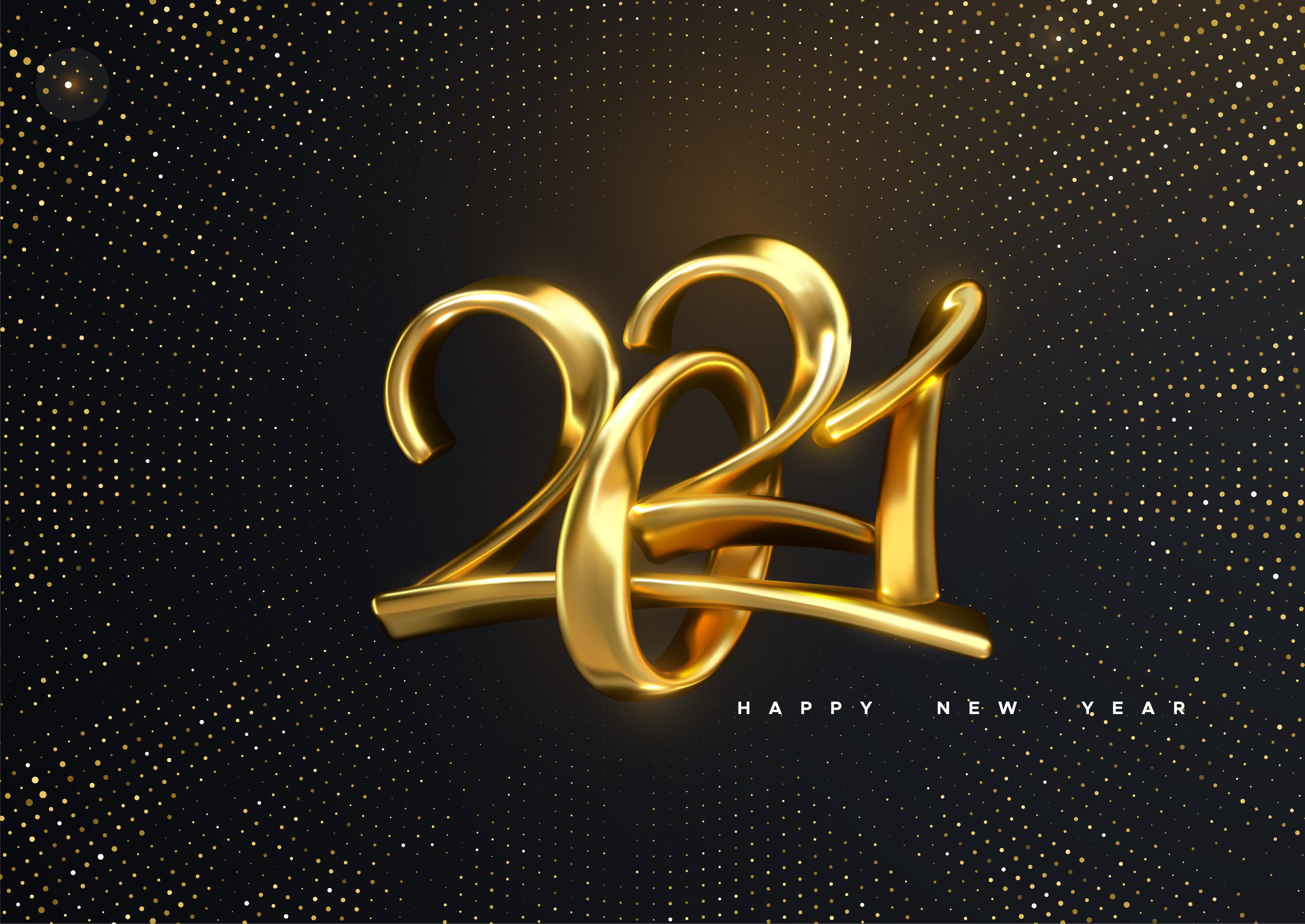 Happy New Year 2021 golden lettering HD Wallpaper