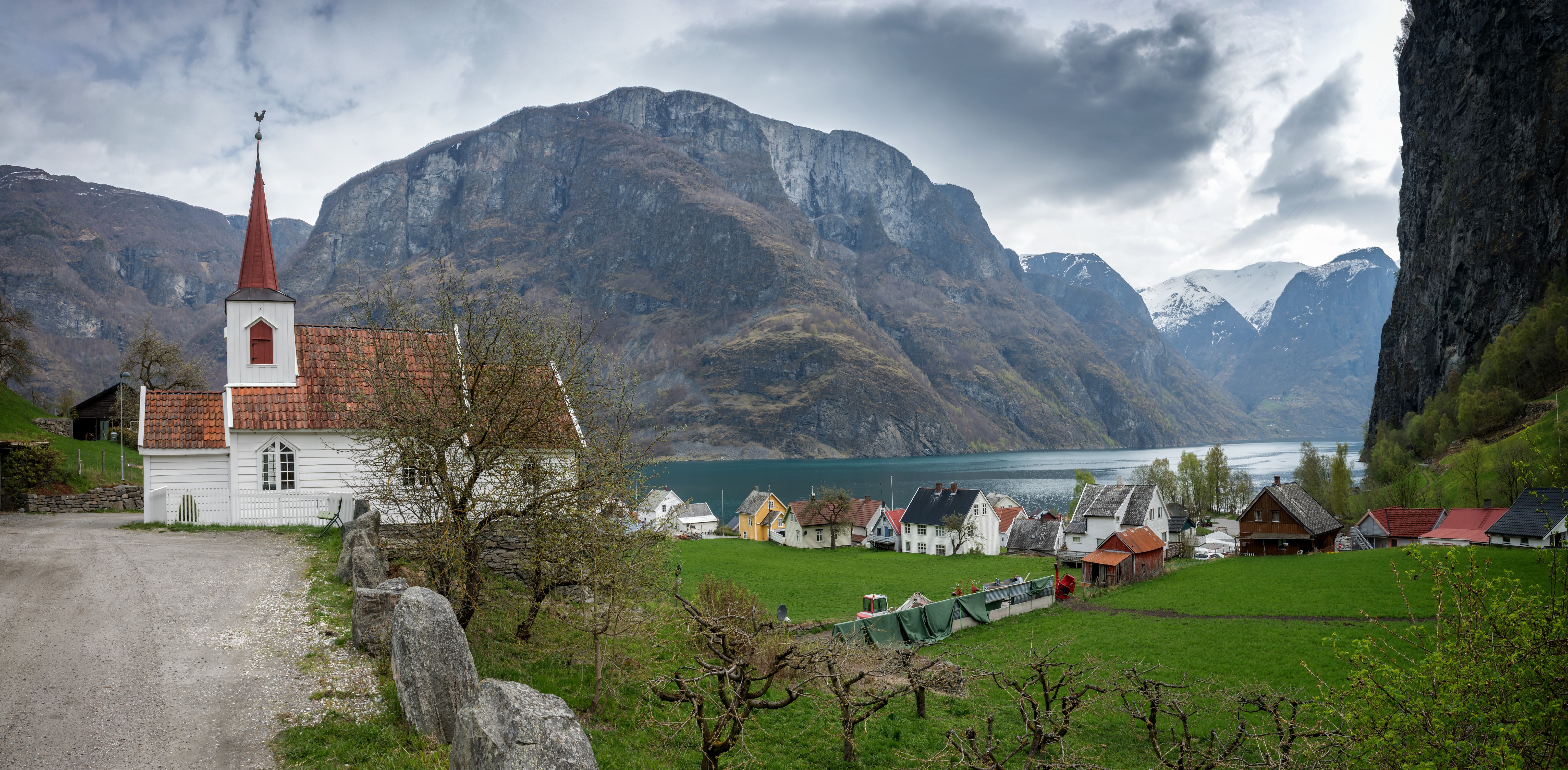 Undredal Church and Fjord in Norway HD Wallpaper