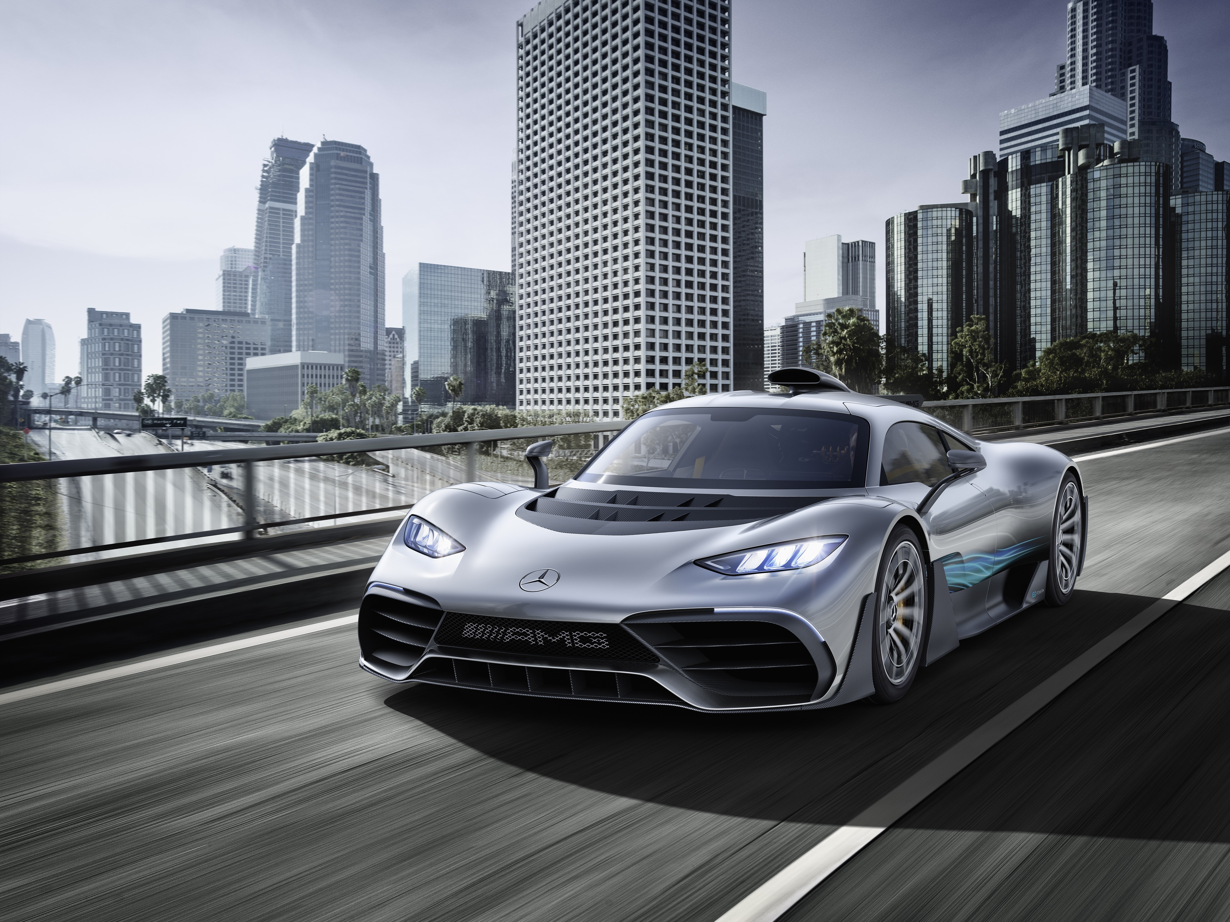4K Mercedes-Benz AMG Project ONE Silver Car Motion HD Wallpaper
