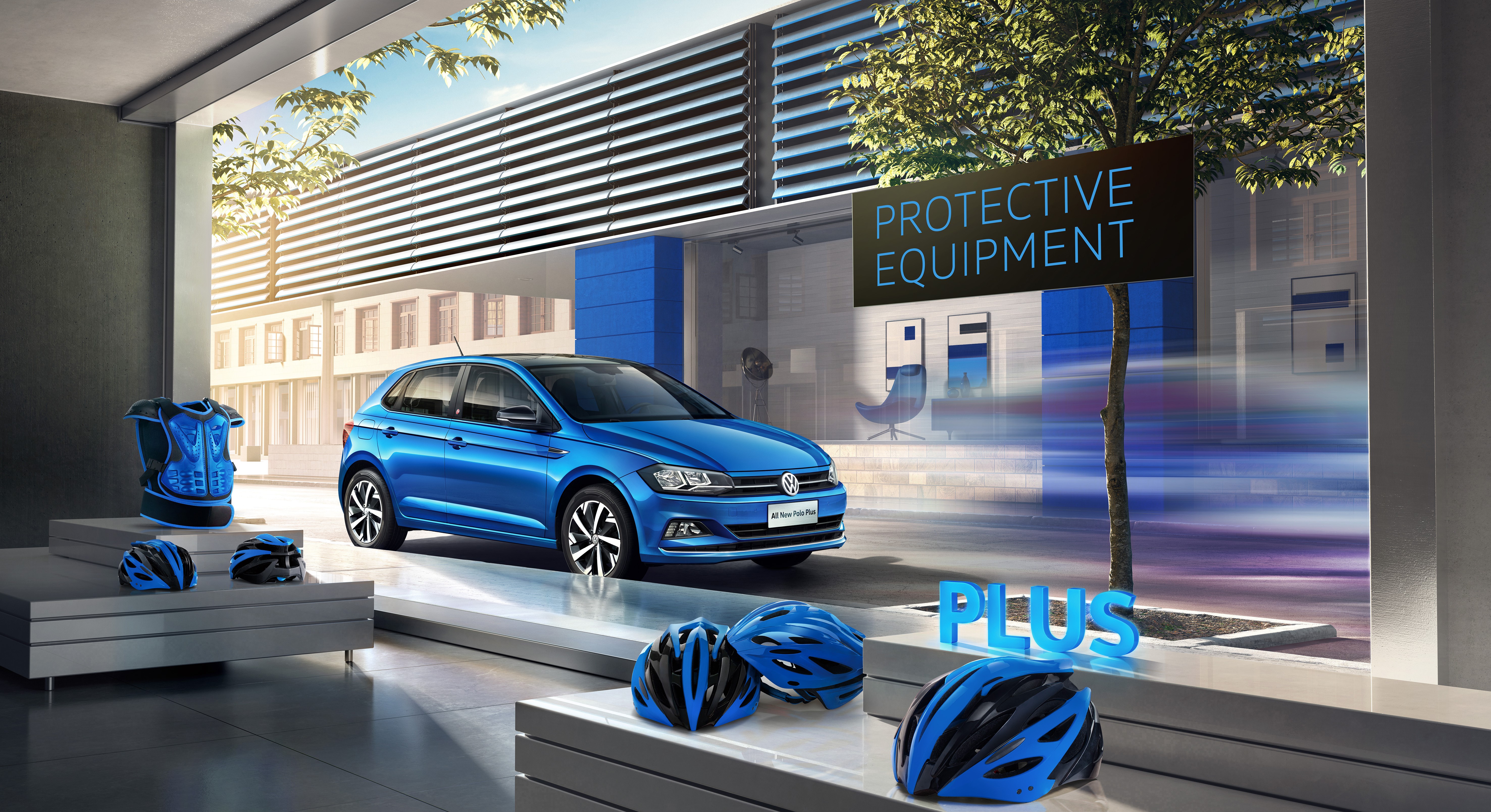 Volkswagen Polo Plus with protective equipment HD Wallpaper