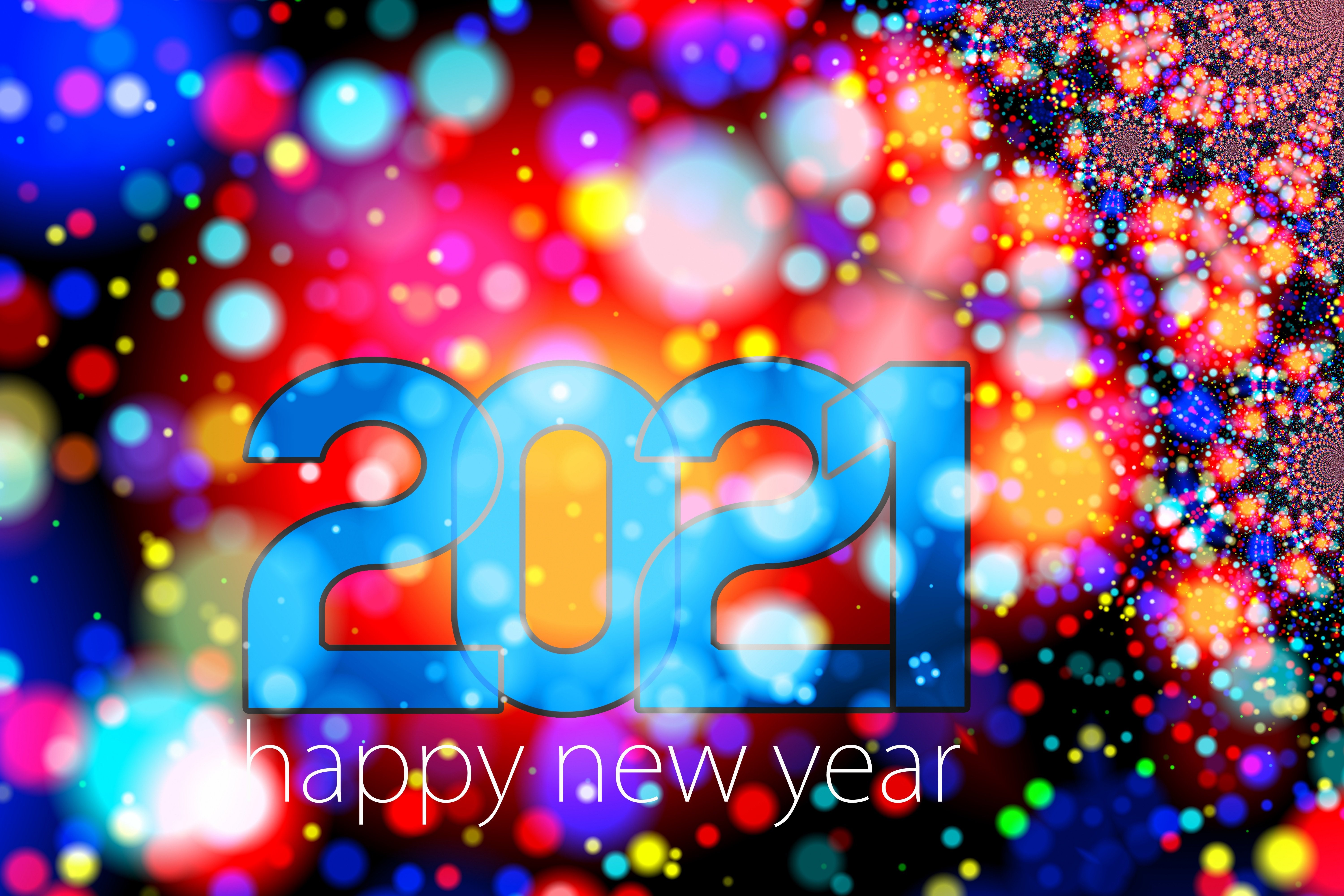 2021 Happy New Year Bokeh Lights HD Wallpaper