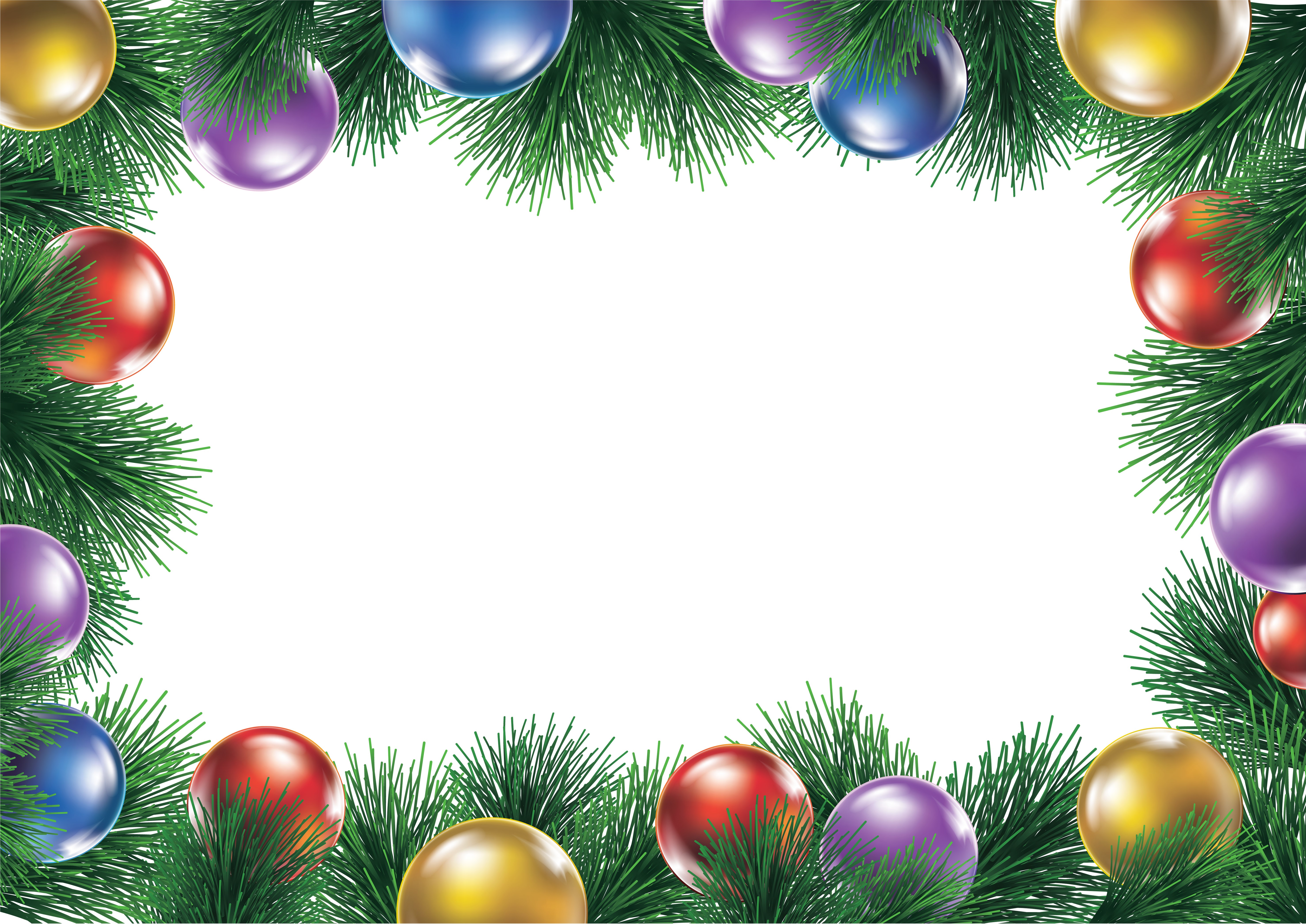 Christmas branches with multicolor balls template HD Wallpaper