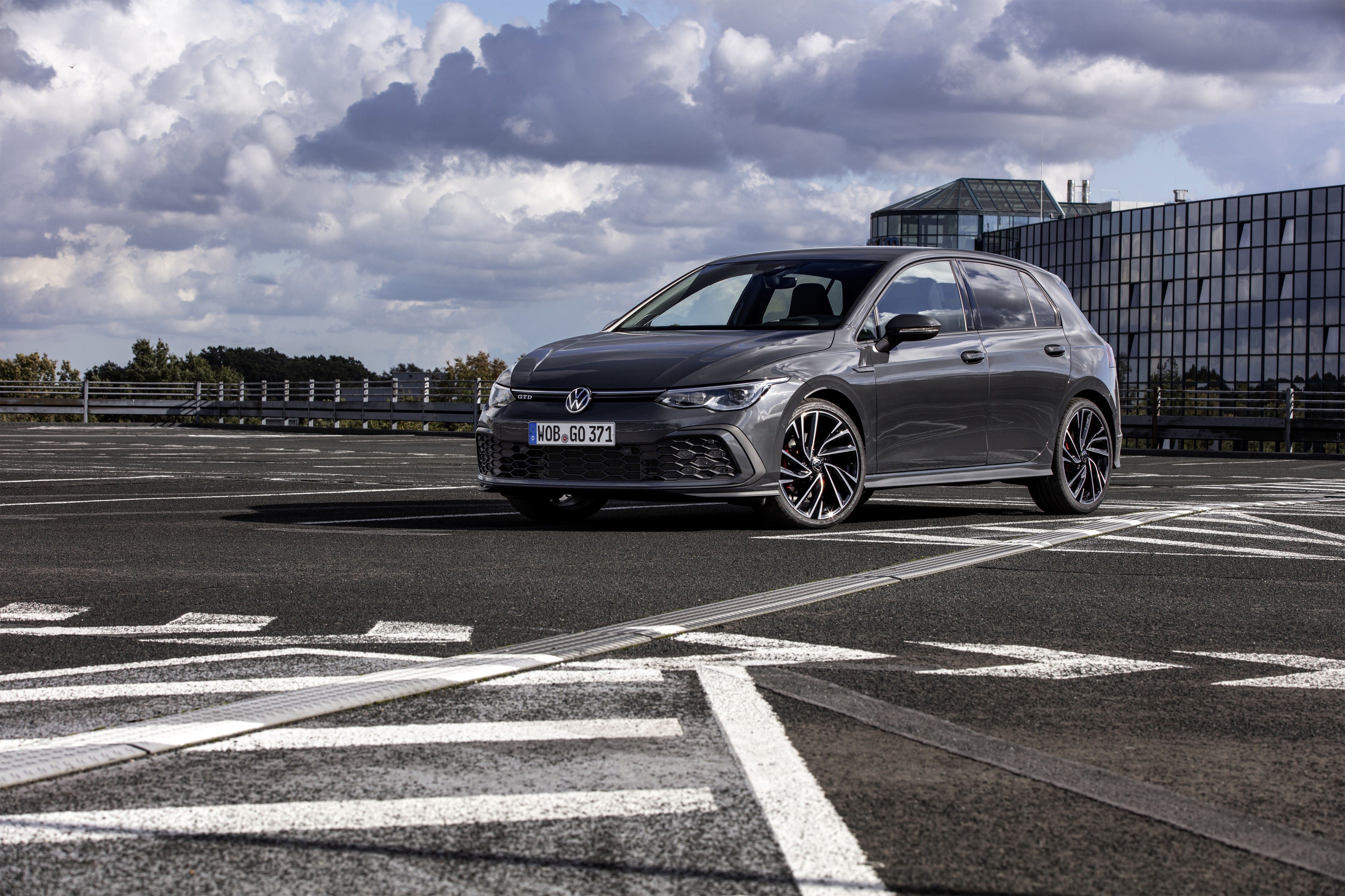 Grey Volkswagen Golf GTD on a parking lot HD Wallpaper