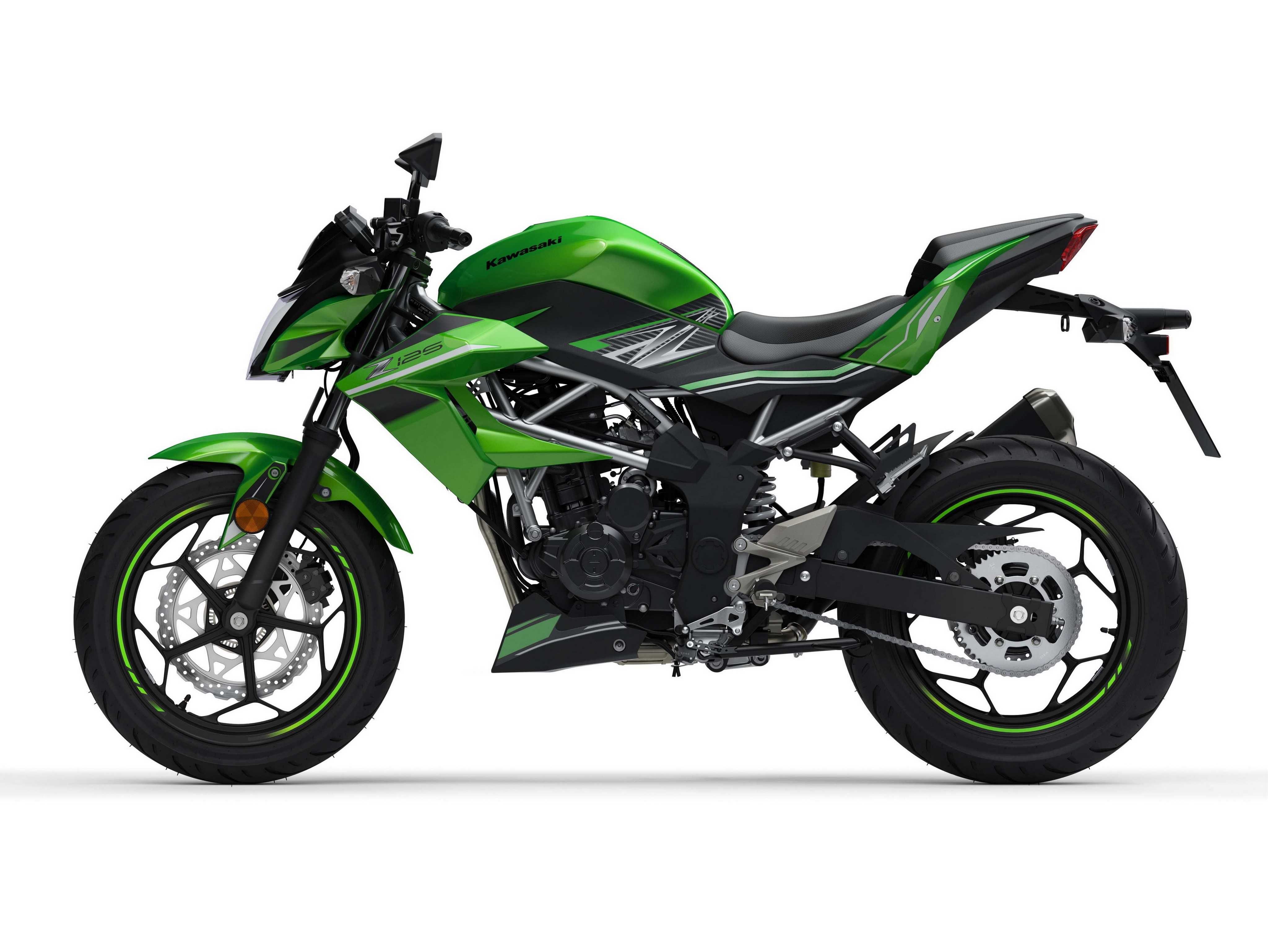 Kawasaki Z125 EU-spec Green Motorcycle Side View HD Wallpaper