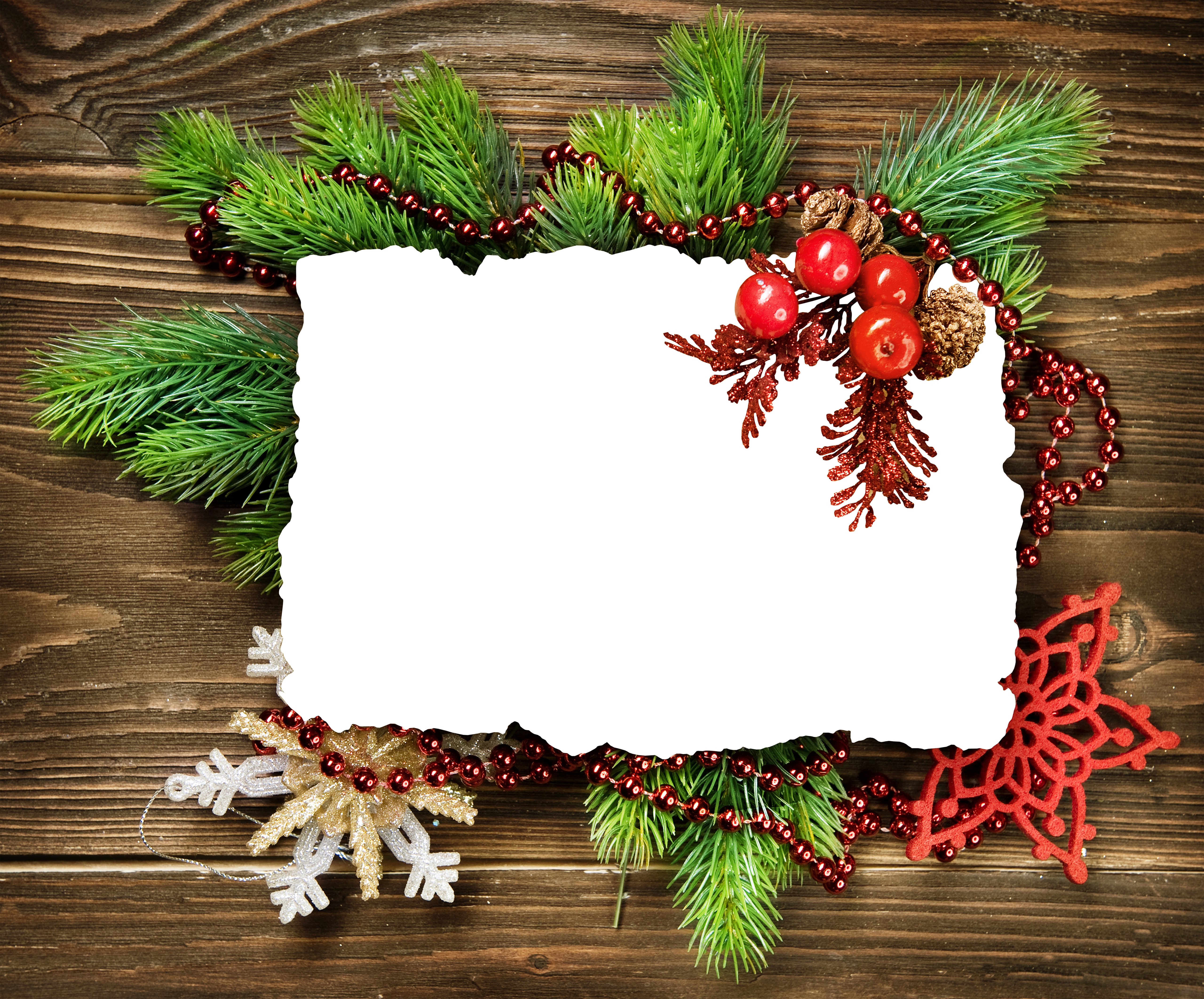 Christmas greeting card with pine branches and ornaments HD Wallpaper