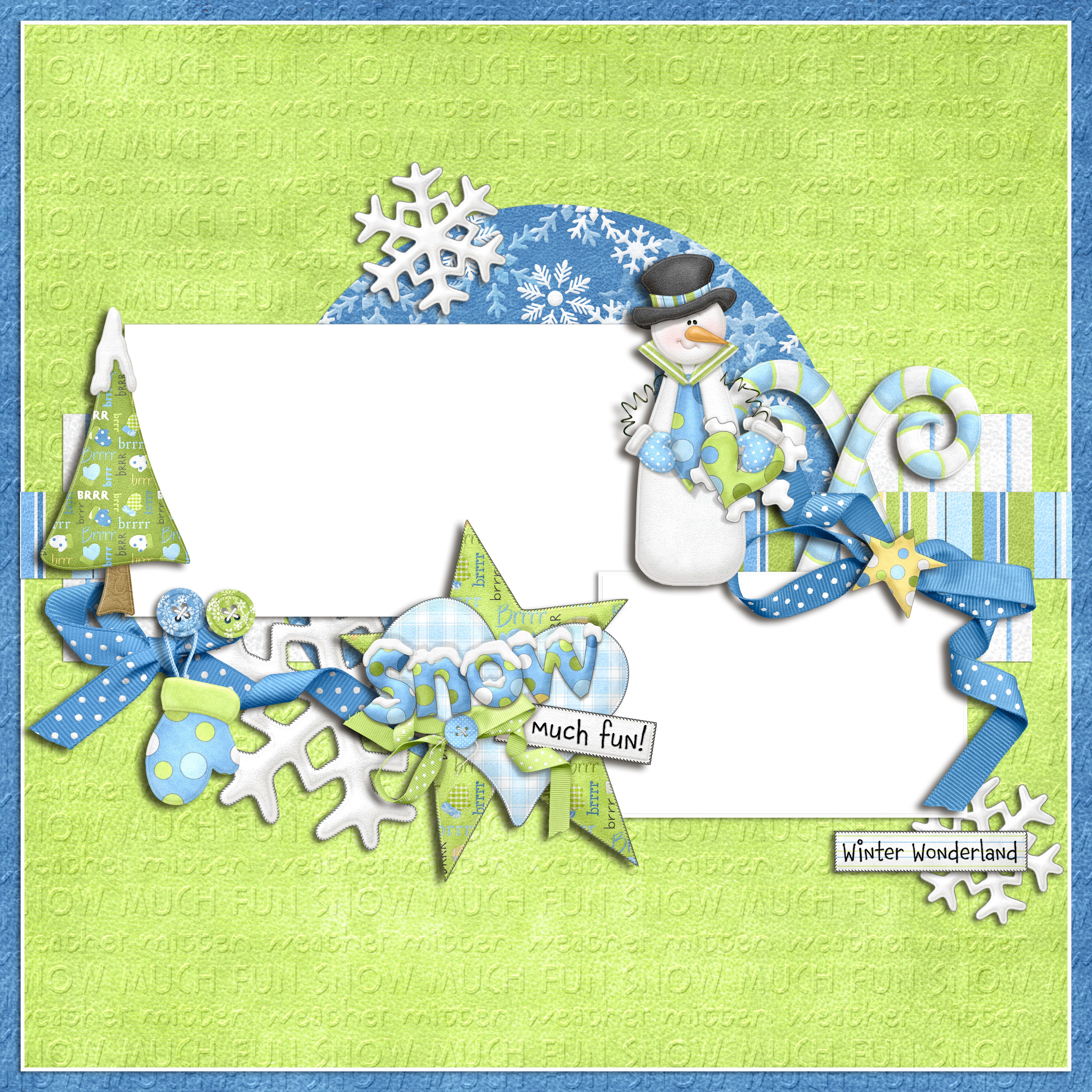 Winter Wonderland Snowman and Christmas Tree Scrapbook Page HD Wallpaper