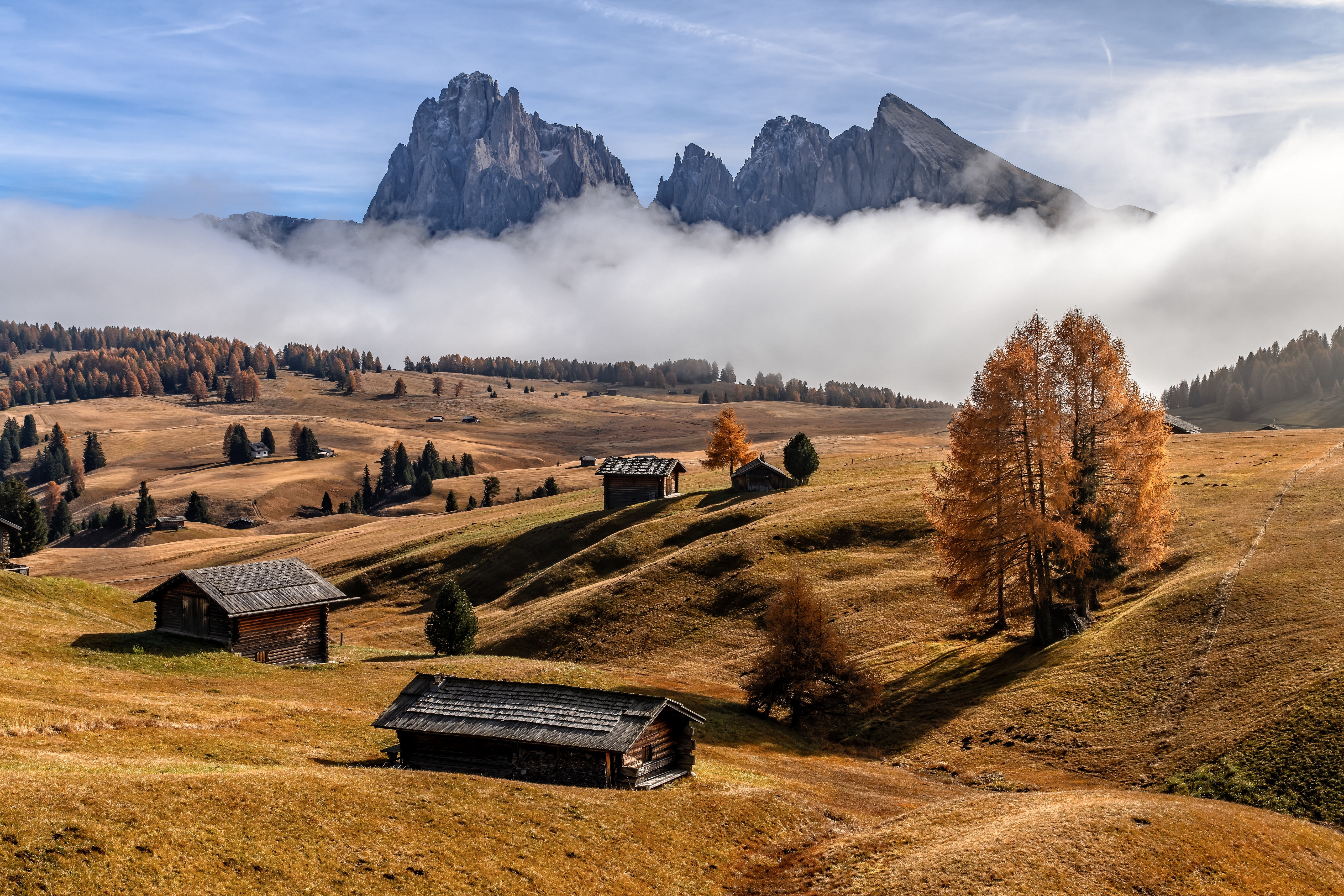 Autumn Fog in South Tyrol, Italy Alps HD Wallpaper