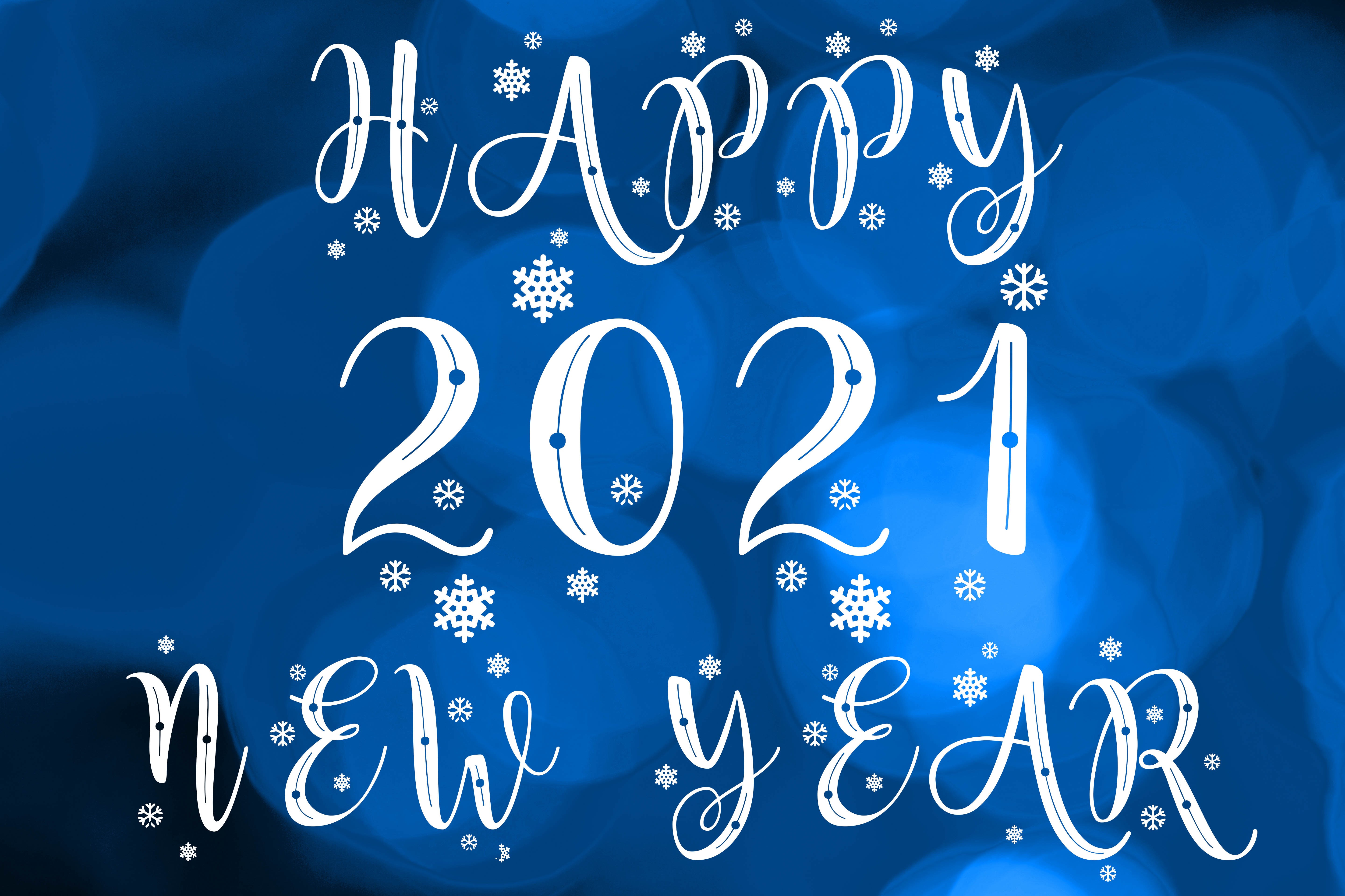 Happy 2021 New Year with Snowflakes HD Wallpaper