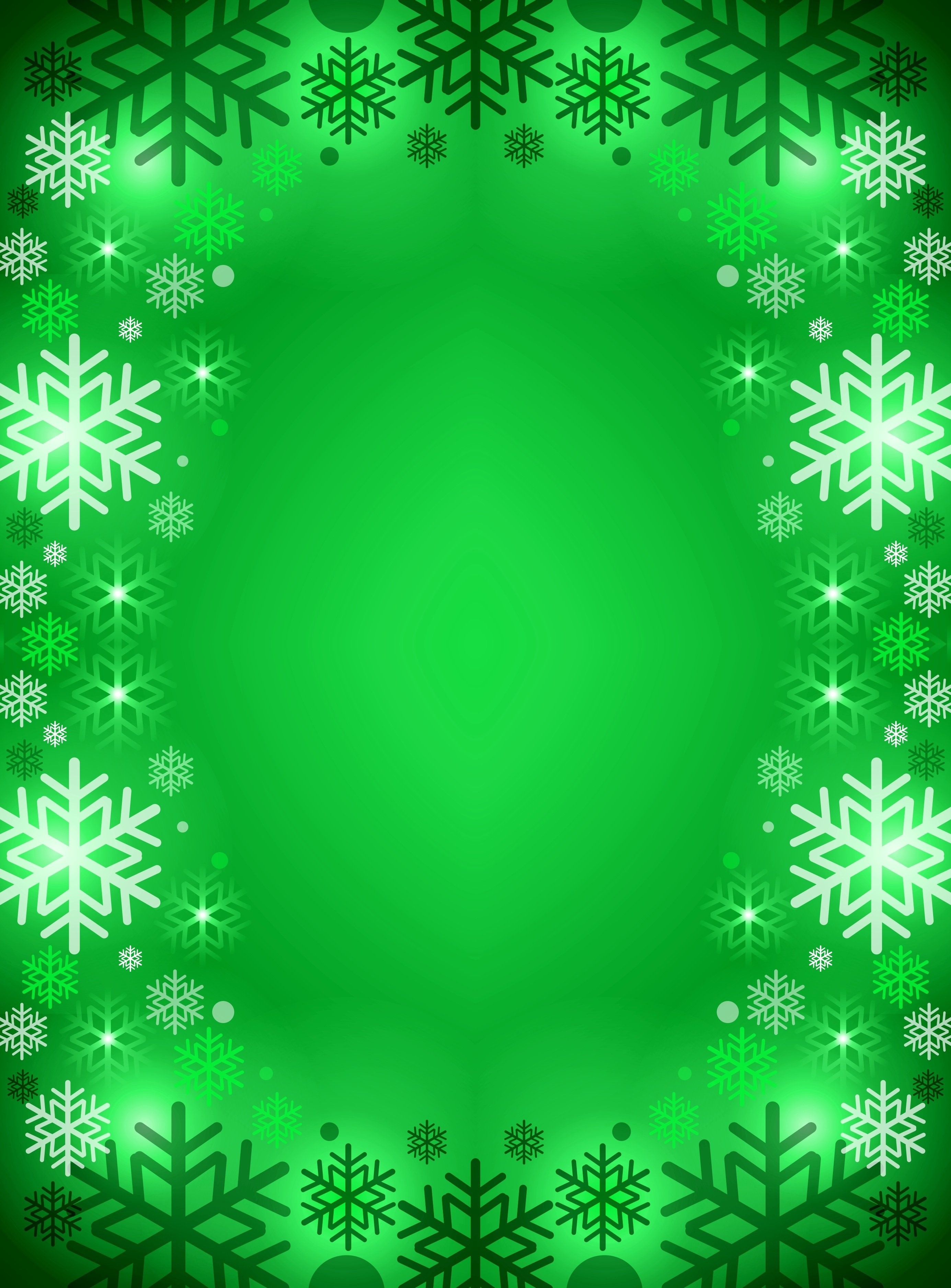Christmas snowflakes on a green background HD Phone Wallpaper