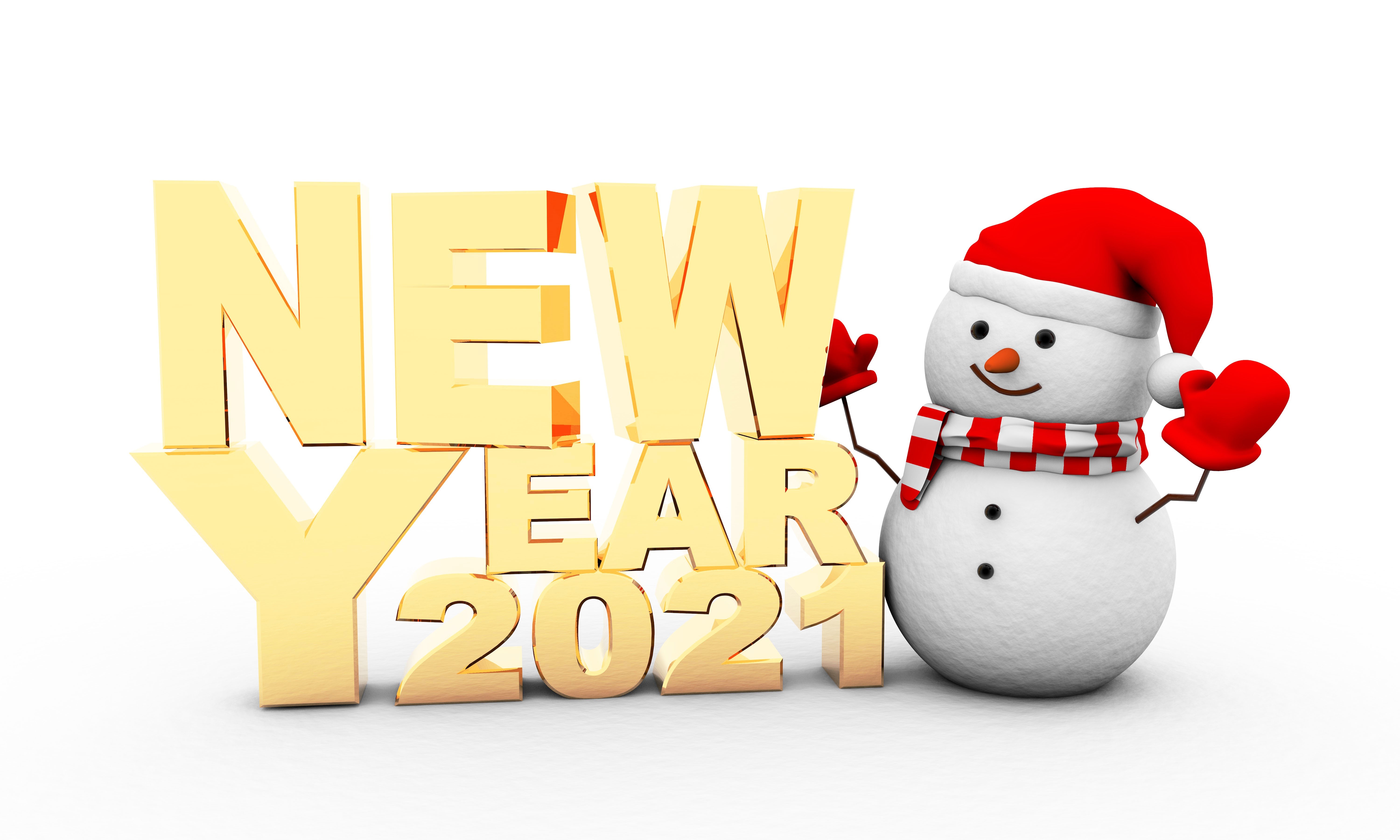 New Year 2021 with Snowman HD Wallpaper