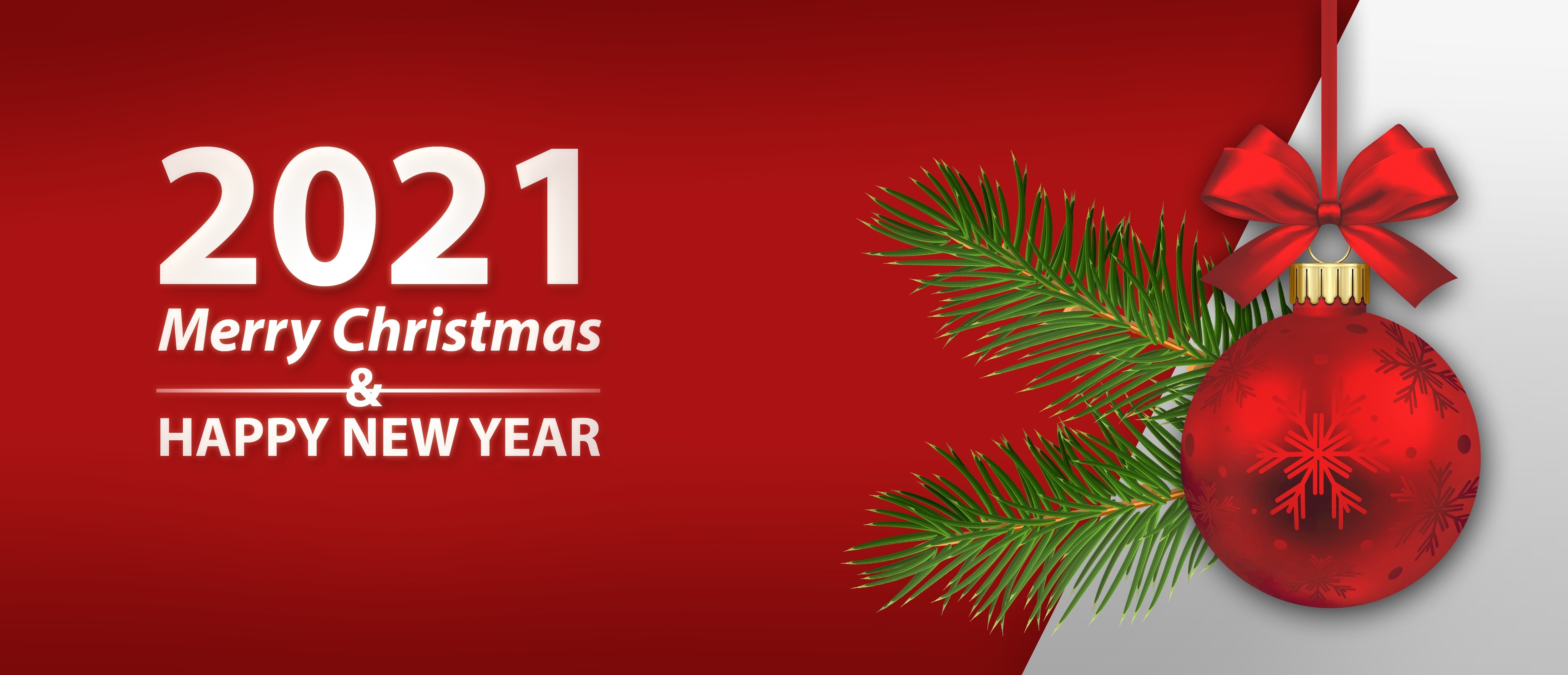 2021 Merry Christmas and Happy New Year banner HD Wallpaper