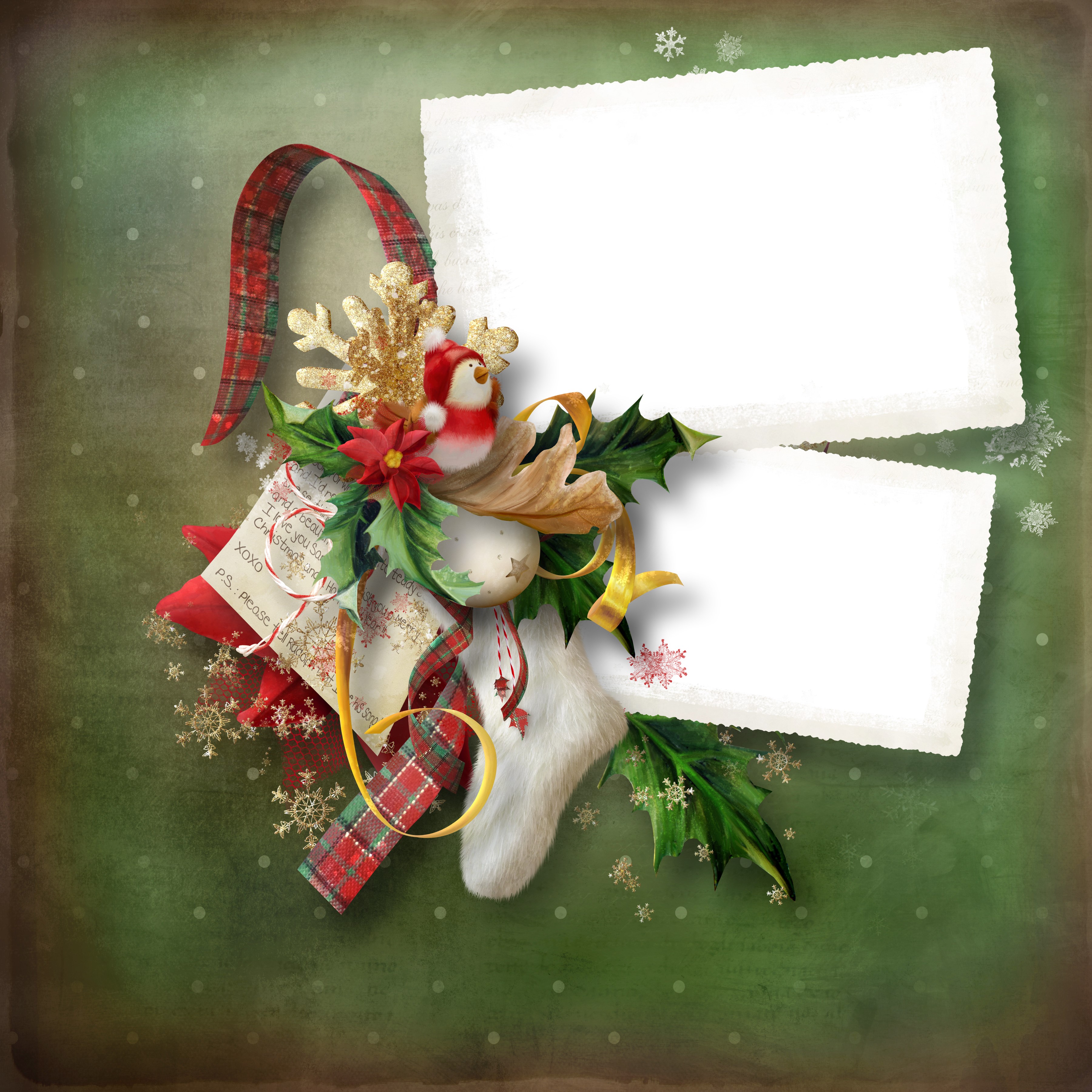Christmas greeting card with festive decorations HD Wallpaper