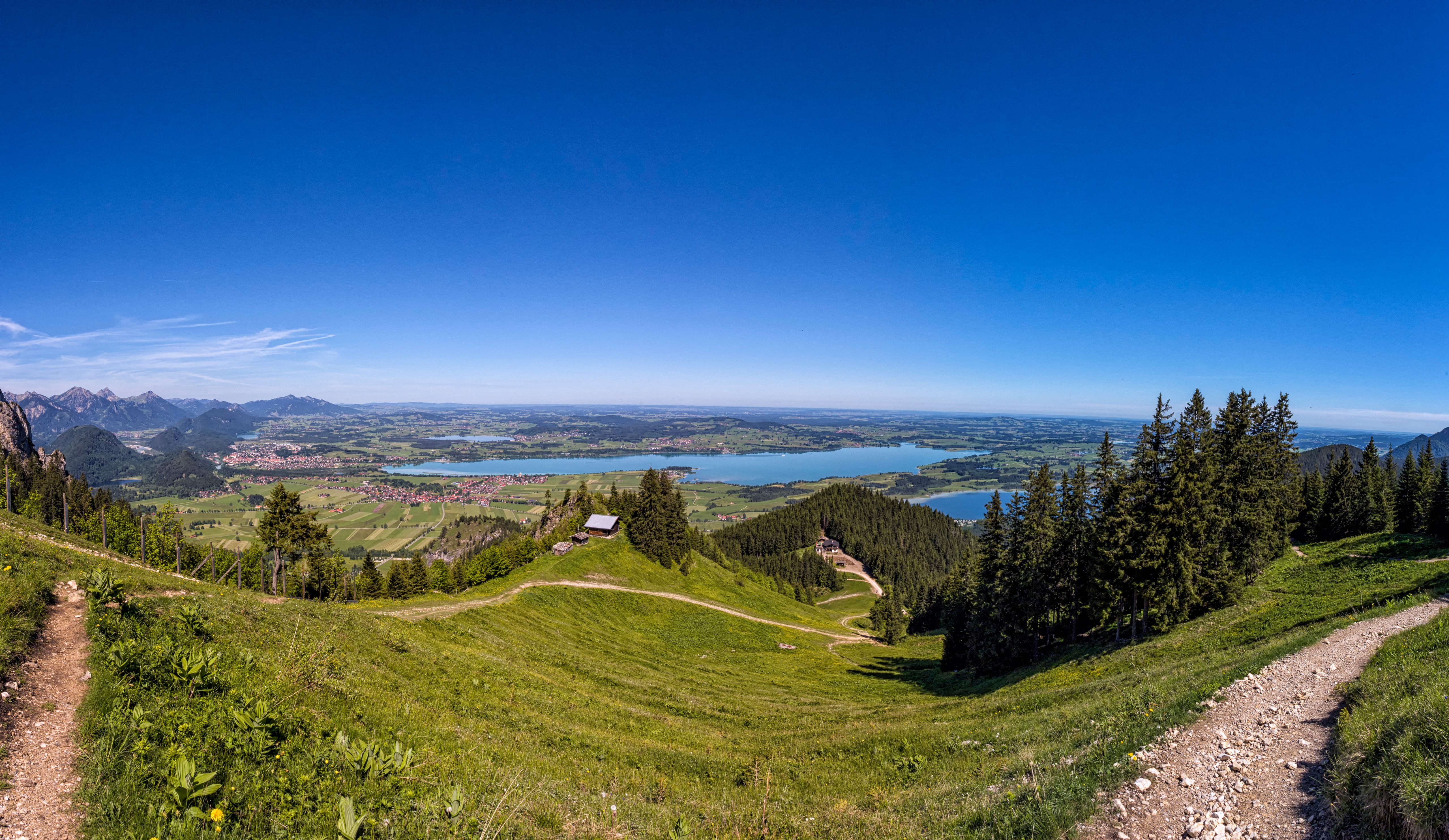 Tegelberg, Germany: Mountain Landscape with Lakes and Village HD Wallpaper