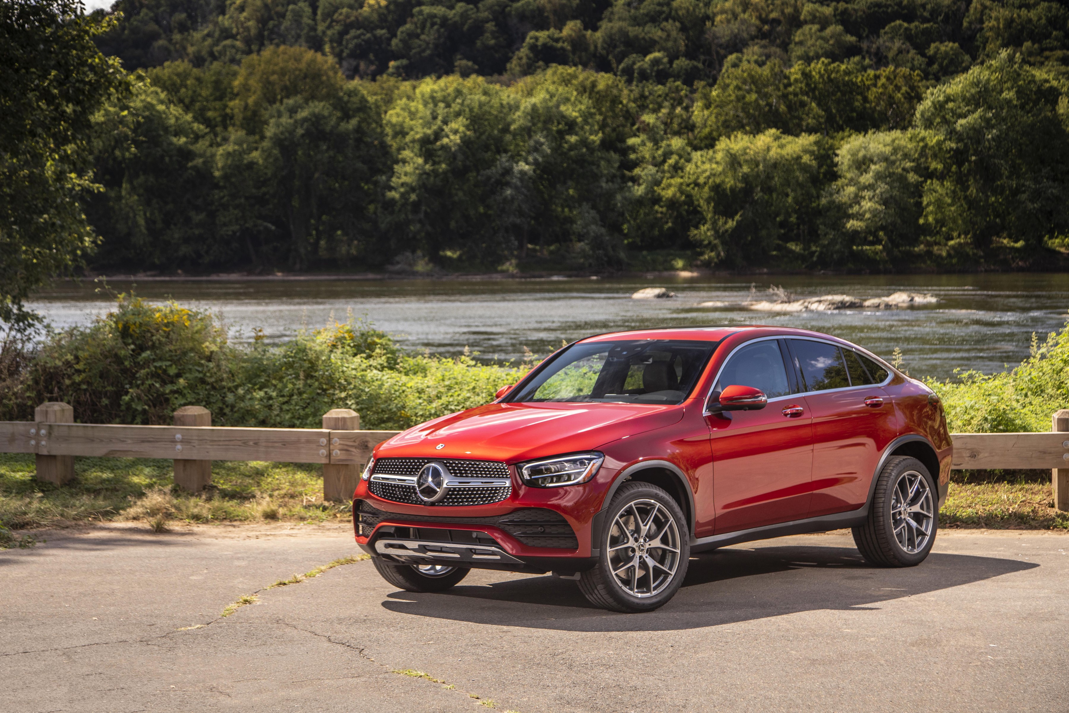 Red Mercedes-Benz GLC Coupe Crossover HD Wallpaper