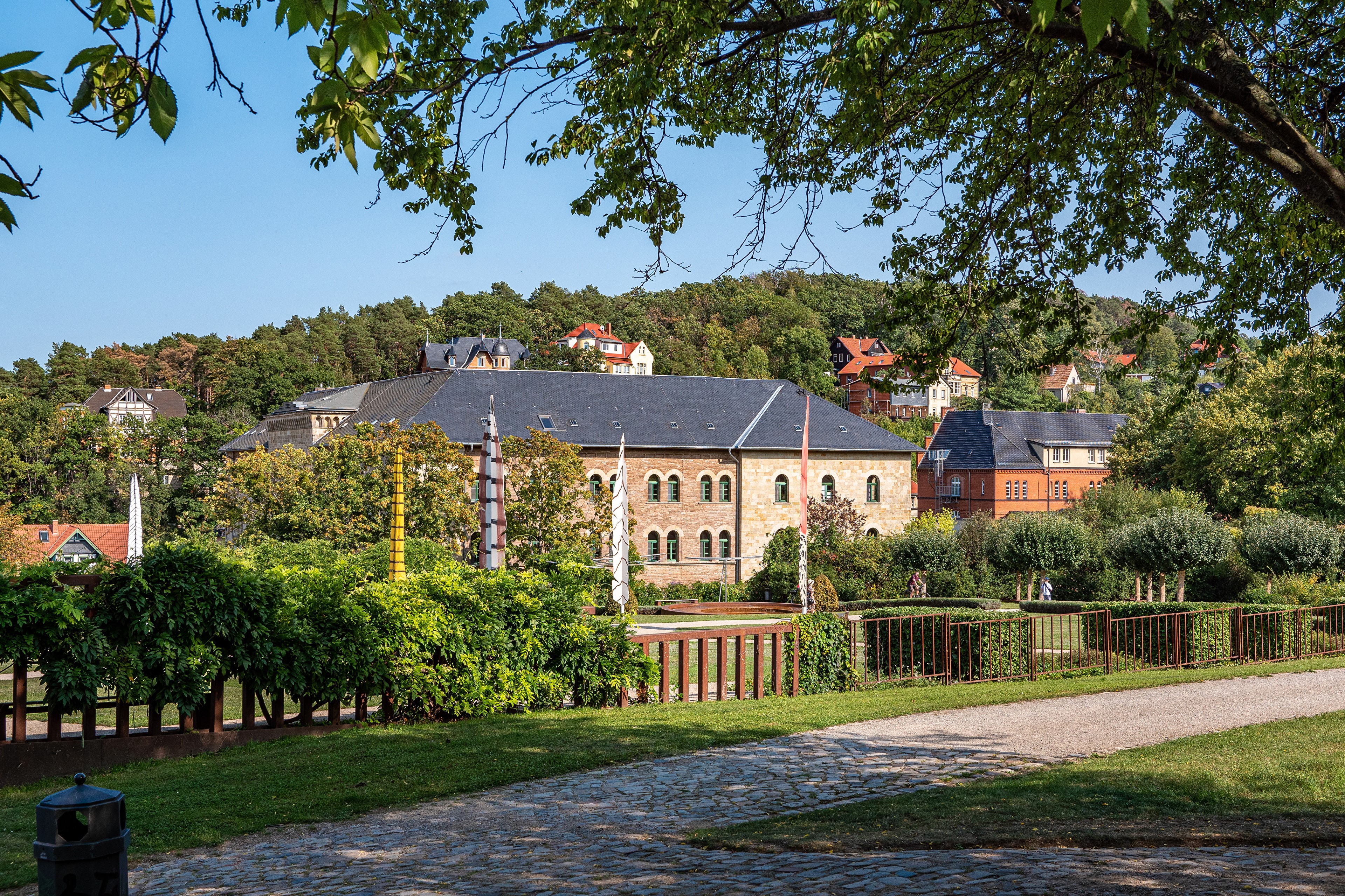 Buildings and garden in Blankenburg (Harz), Germany HD Wallpaper