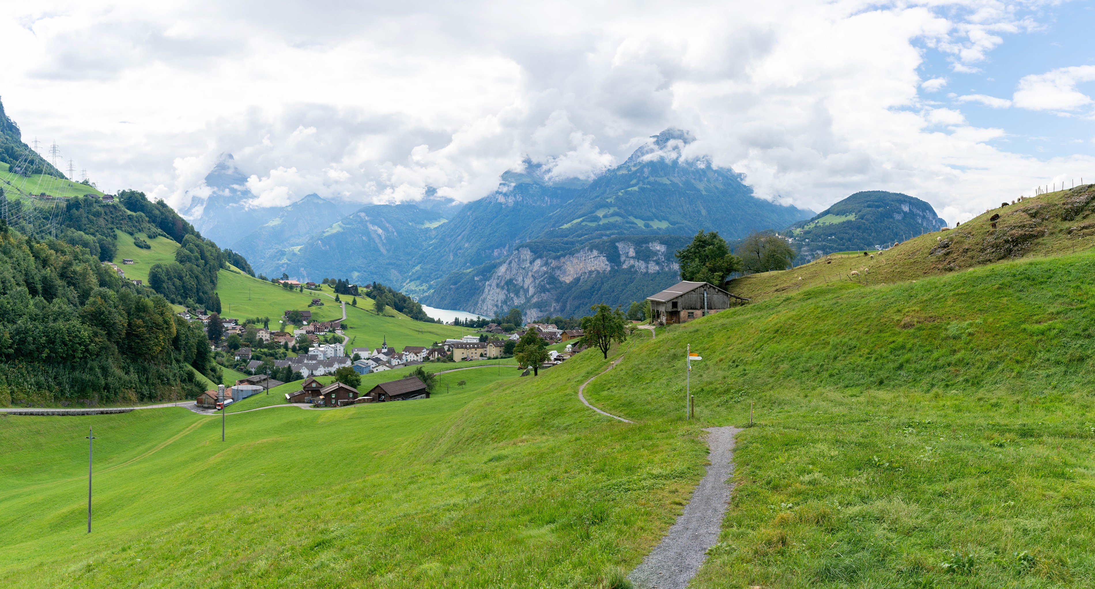 Village in the Alps, Switzerland HD Wallpaper