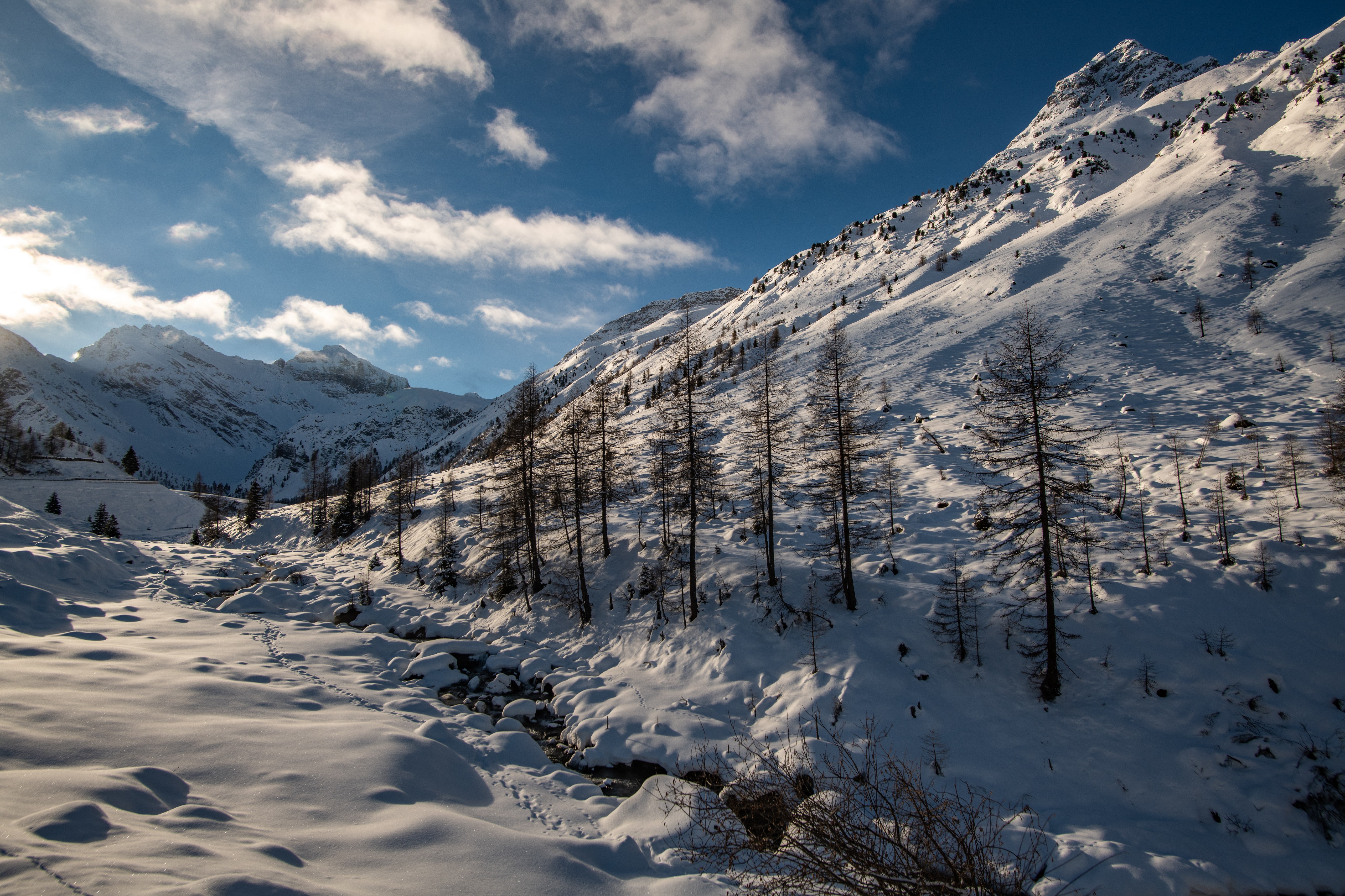Snowy Mountains in Sertigtal, Switzerland HD Wallpaper