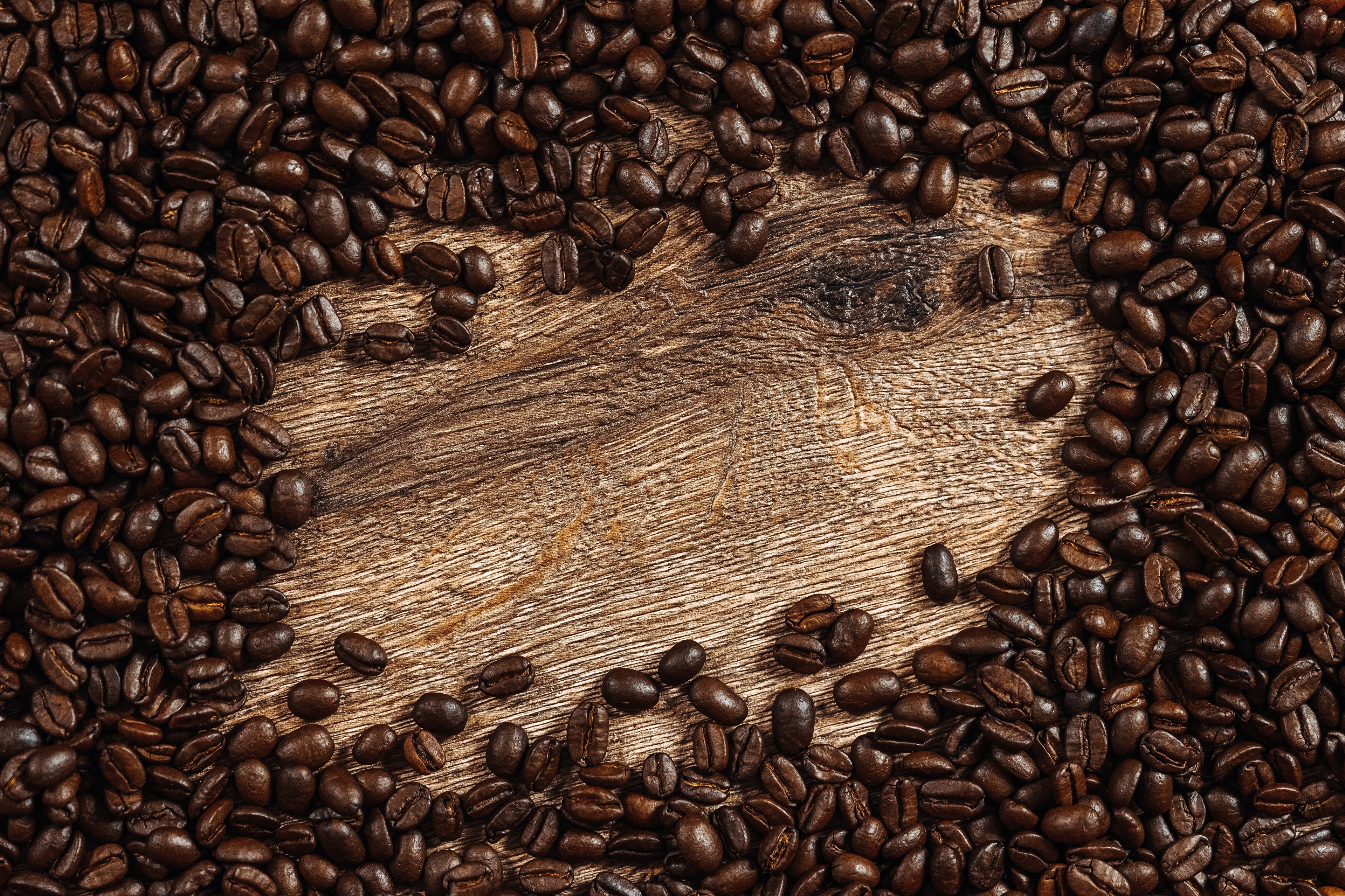 Coffee Beans on Wooden Surface HD Wallpaper