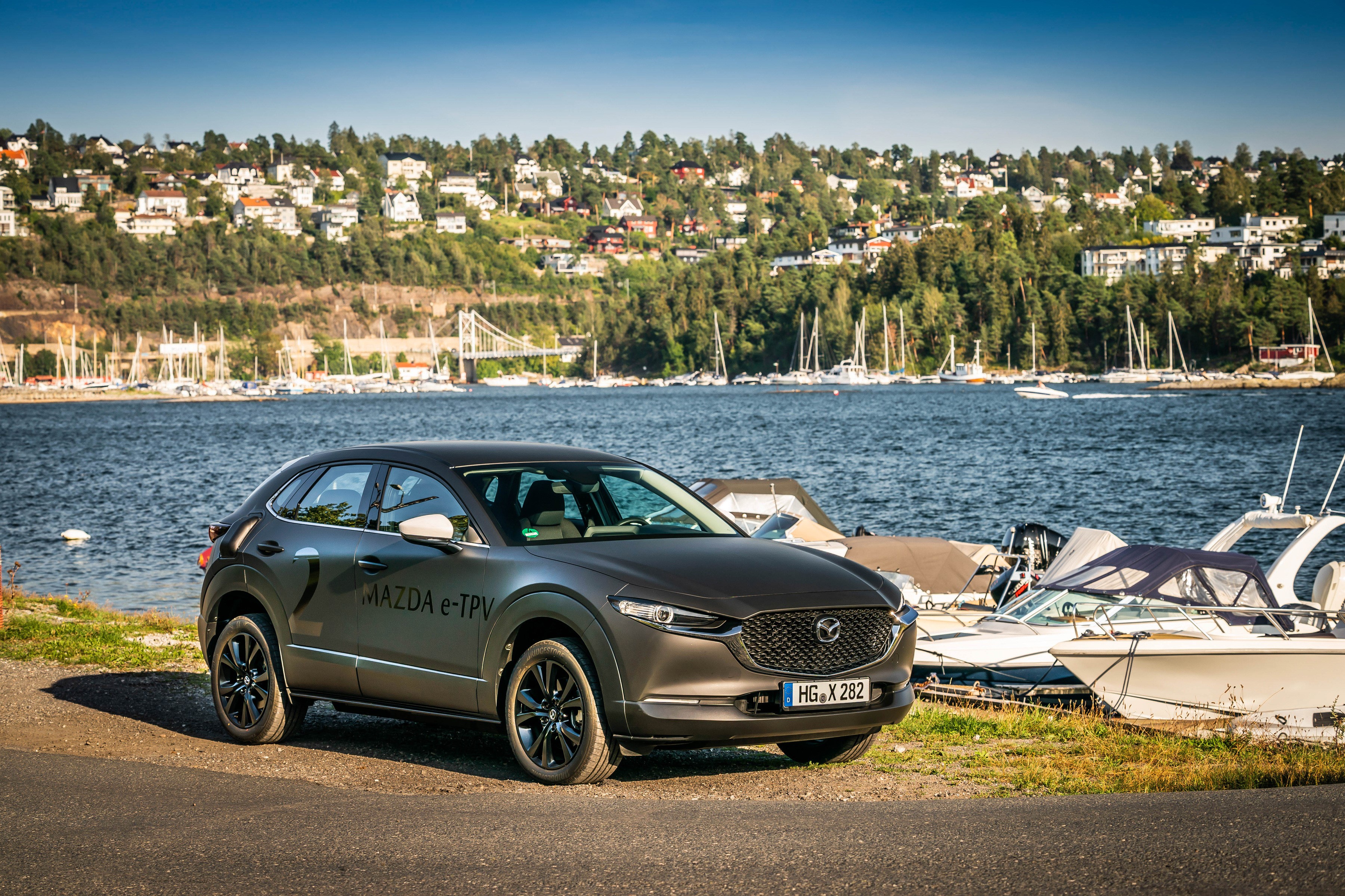 Mazda e-TPV Prototype car by the water HD Wallpaper