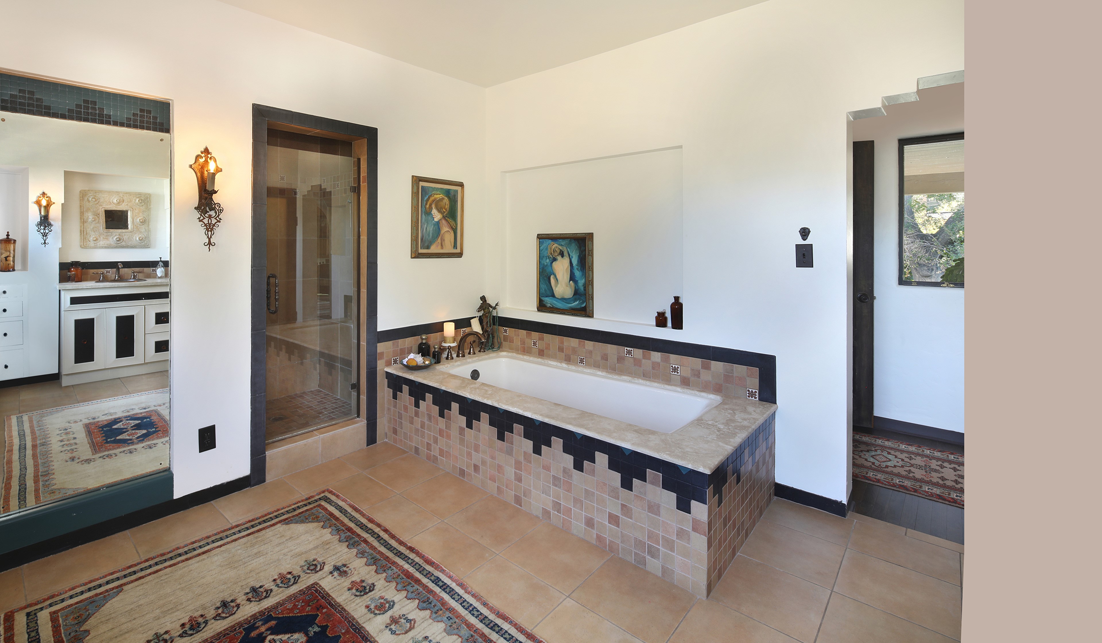 Bathroom with bathtub and shower HD Wallpaper